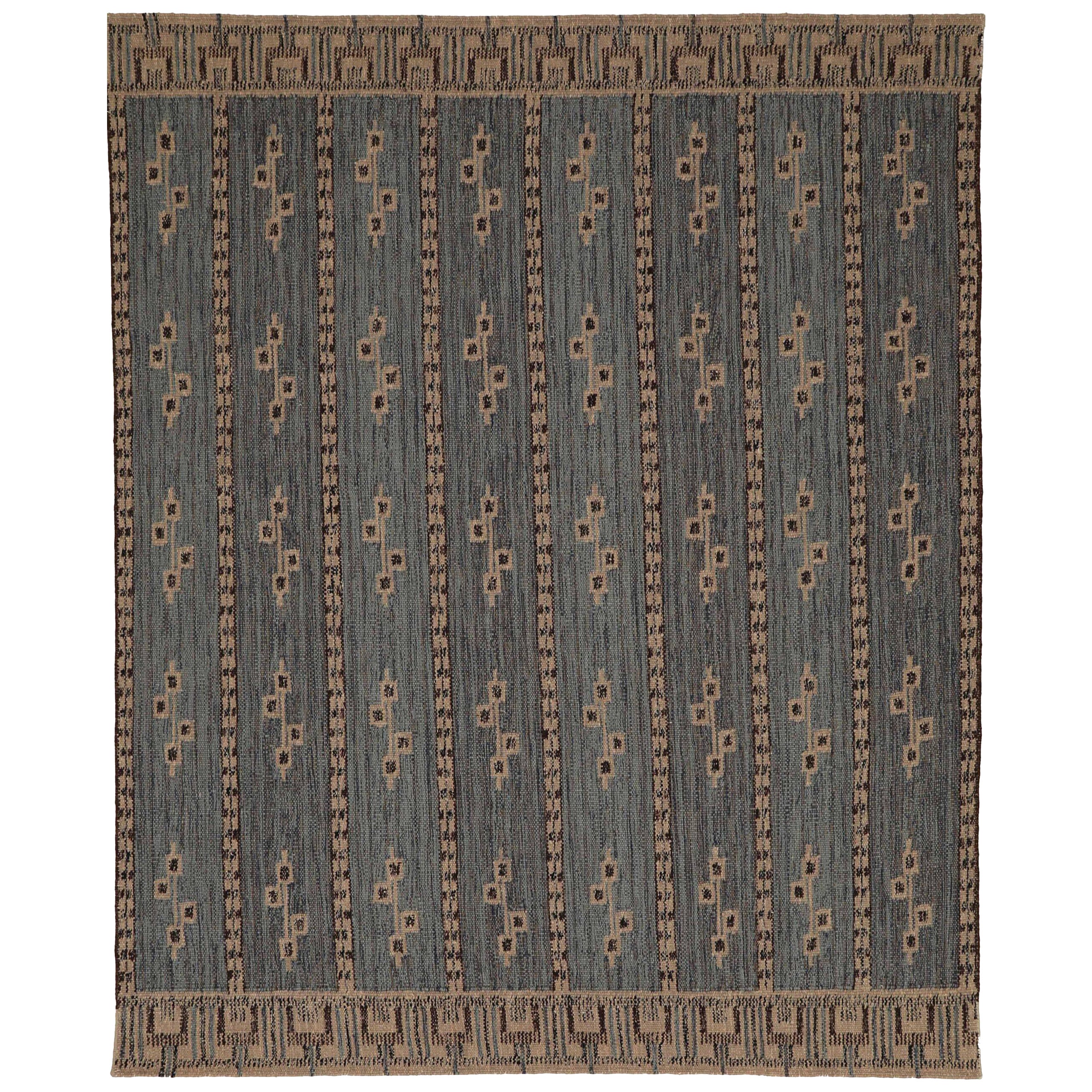 India Swedish Collection Teppiche - Wolle Brown Gray Design - 93421