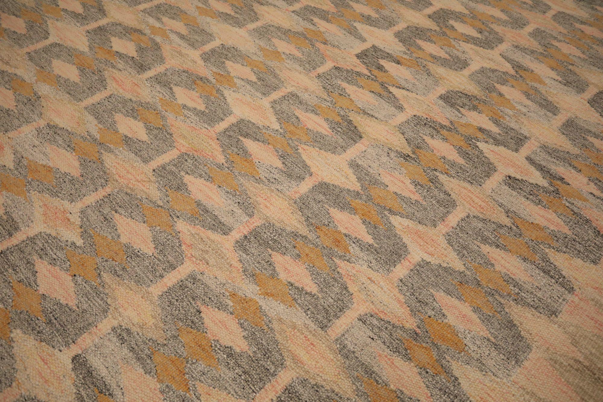 India Swedish Collection Teppiche - Wolle Braun Grau Elfenbein - 93424 (Indisch) im Angebot