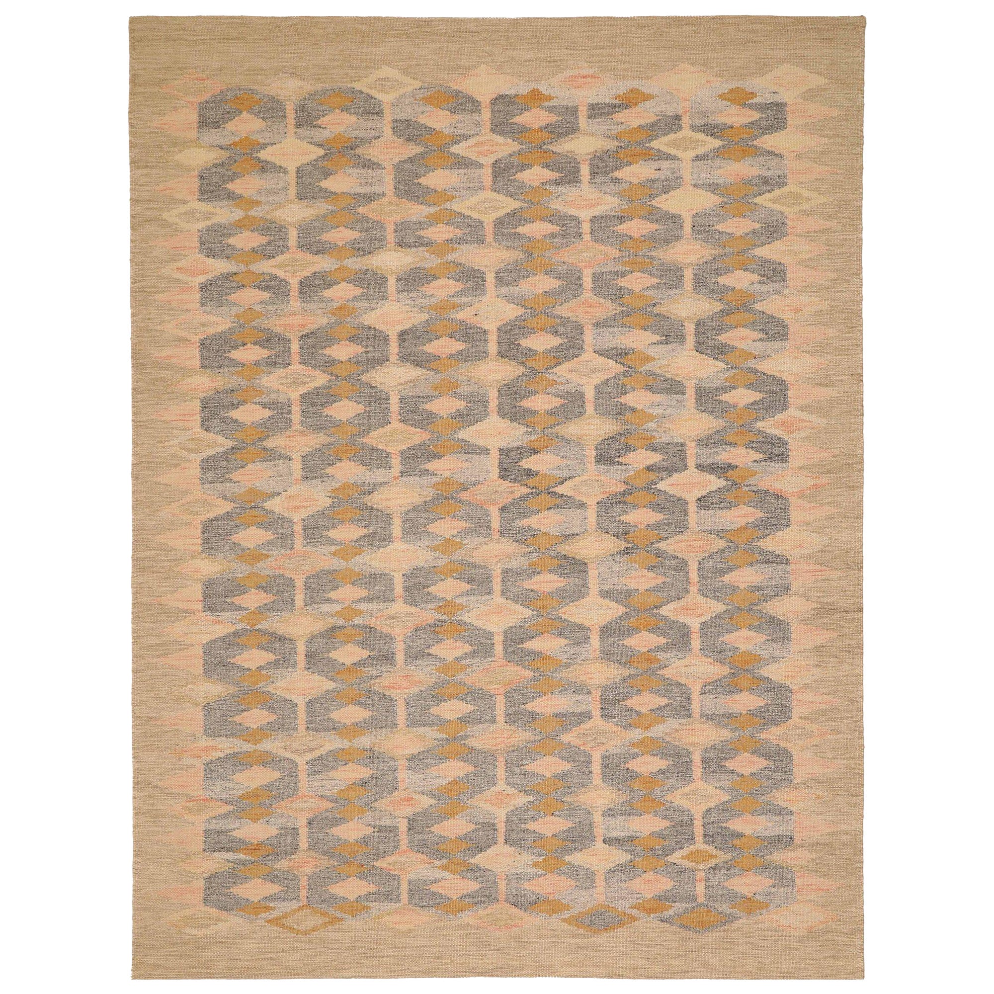 India Swedish Collection Teppiche - Wolle Braun Grau Elfenbein - 93424 im Angebot