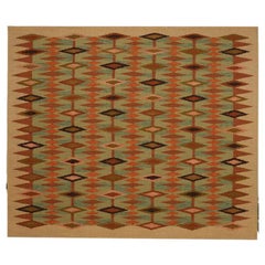 India Swedish Collection Area Rugs - Wool Brown Green Orange - 96247