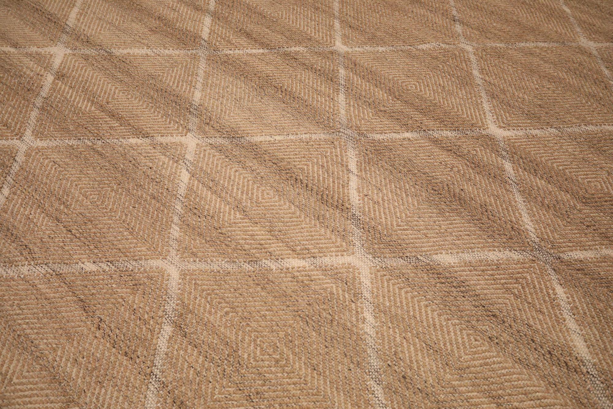 India Swedish Collection Teppiche - Wolle Brown Elfenbein Design - 93432 (Indisch) im Angebot