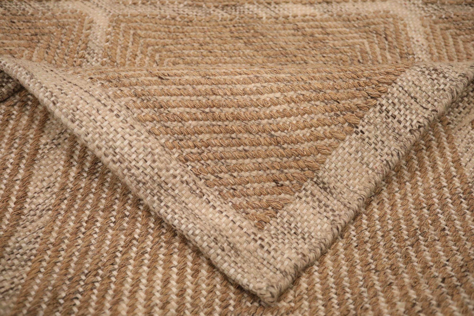 India Swedish Collection Teppiche - Wolle Brown Elfenbein Design - 93432 im Zustand „Hervorragend“ im Angebot in Dallas, TX