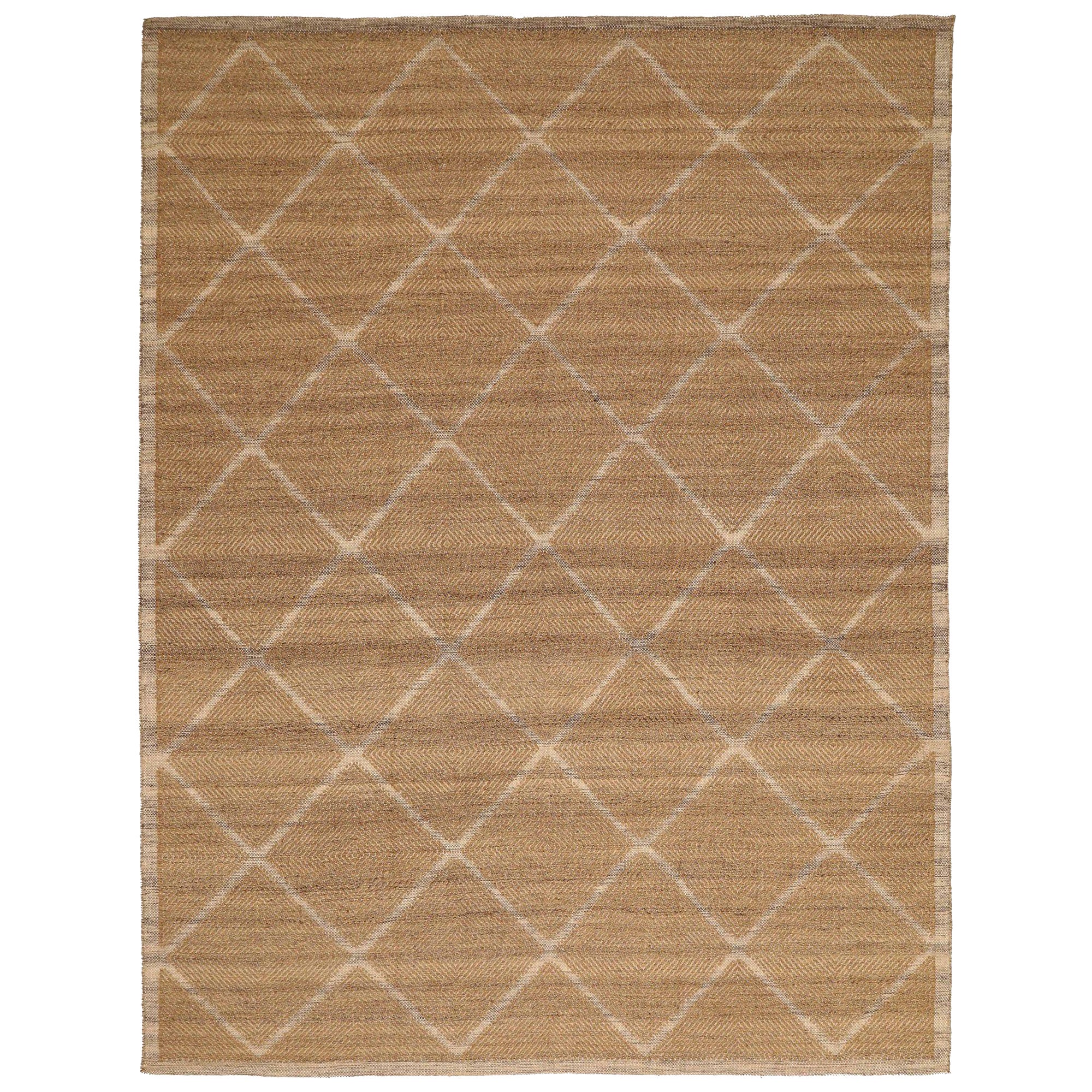 India Swedish Collection Teppiche - Wolle Brown Elfenbein Design - 93432 im Angebot