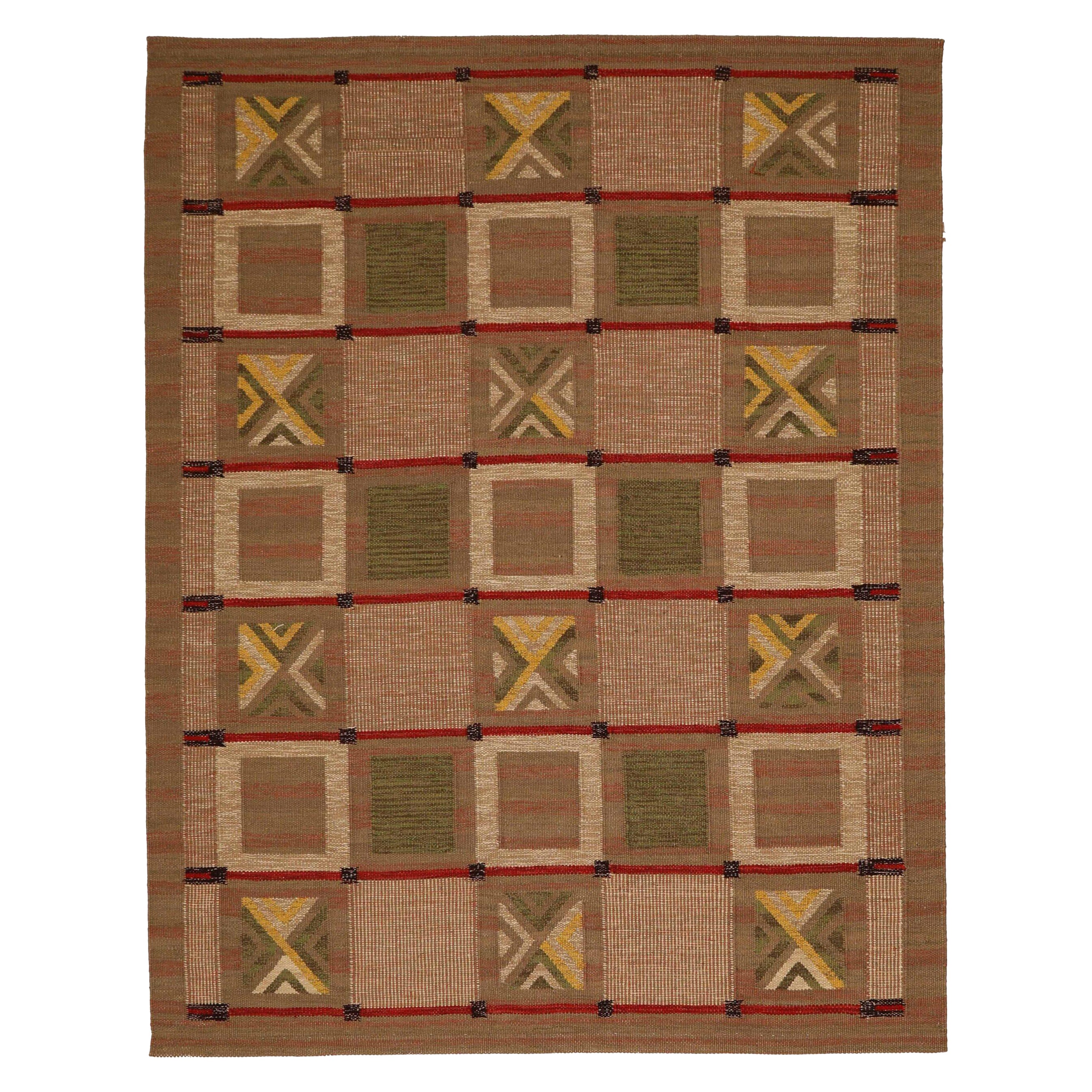 India Swedish Collection Teppiche - Wolle Braun Rosa Rot - 93412