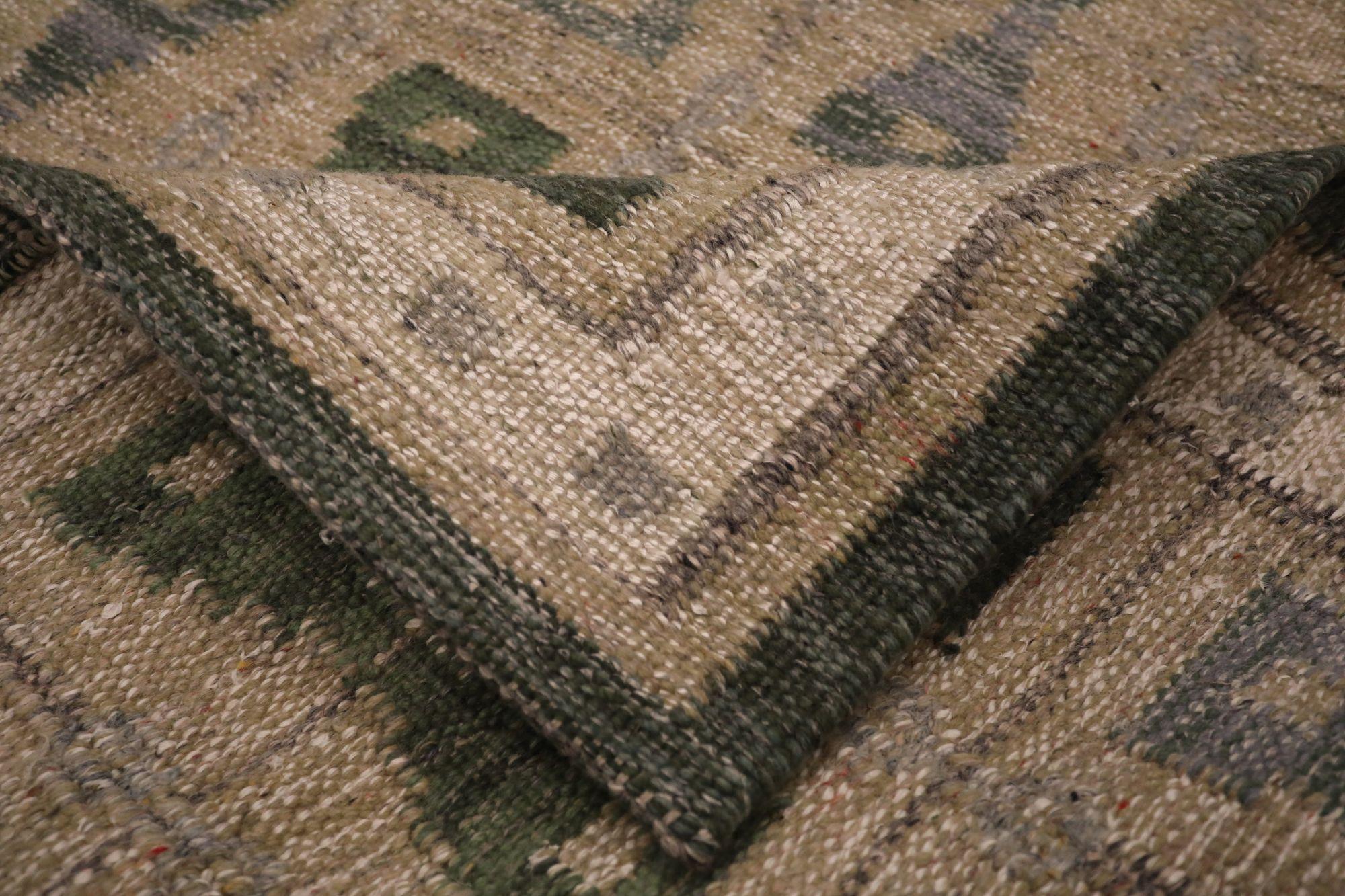 Tapis de la collection suédoise de laine gris vert taupe - 93415 Excellent état - En vente à Dallas, TX