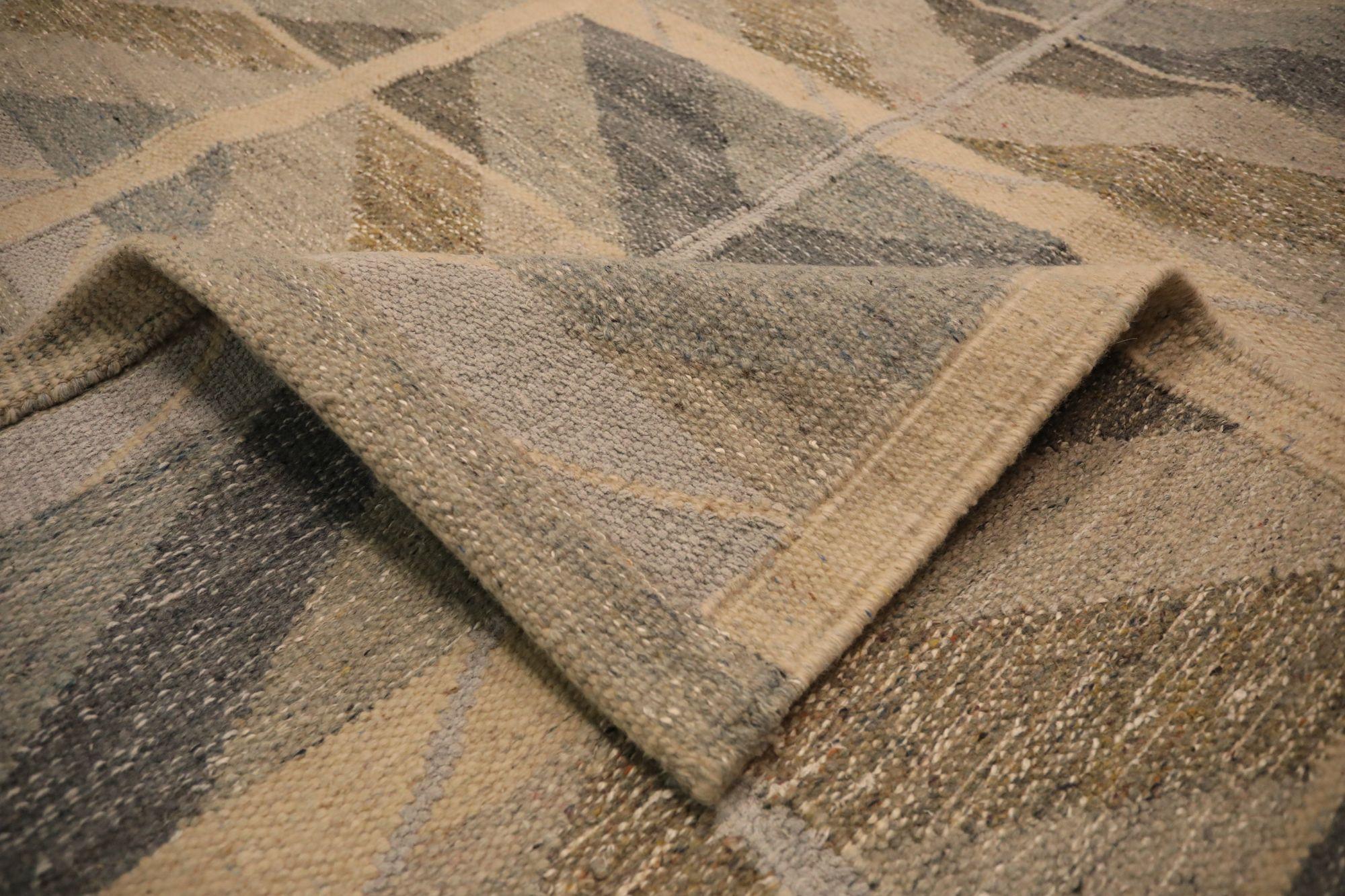 India Swedish Collection Over Size Teppich - Wolle Braun Grau - 93416 im Zustand „Hervorragend“ im Angebot in Dallas, TX