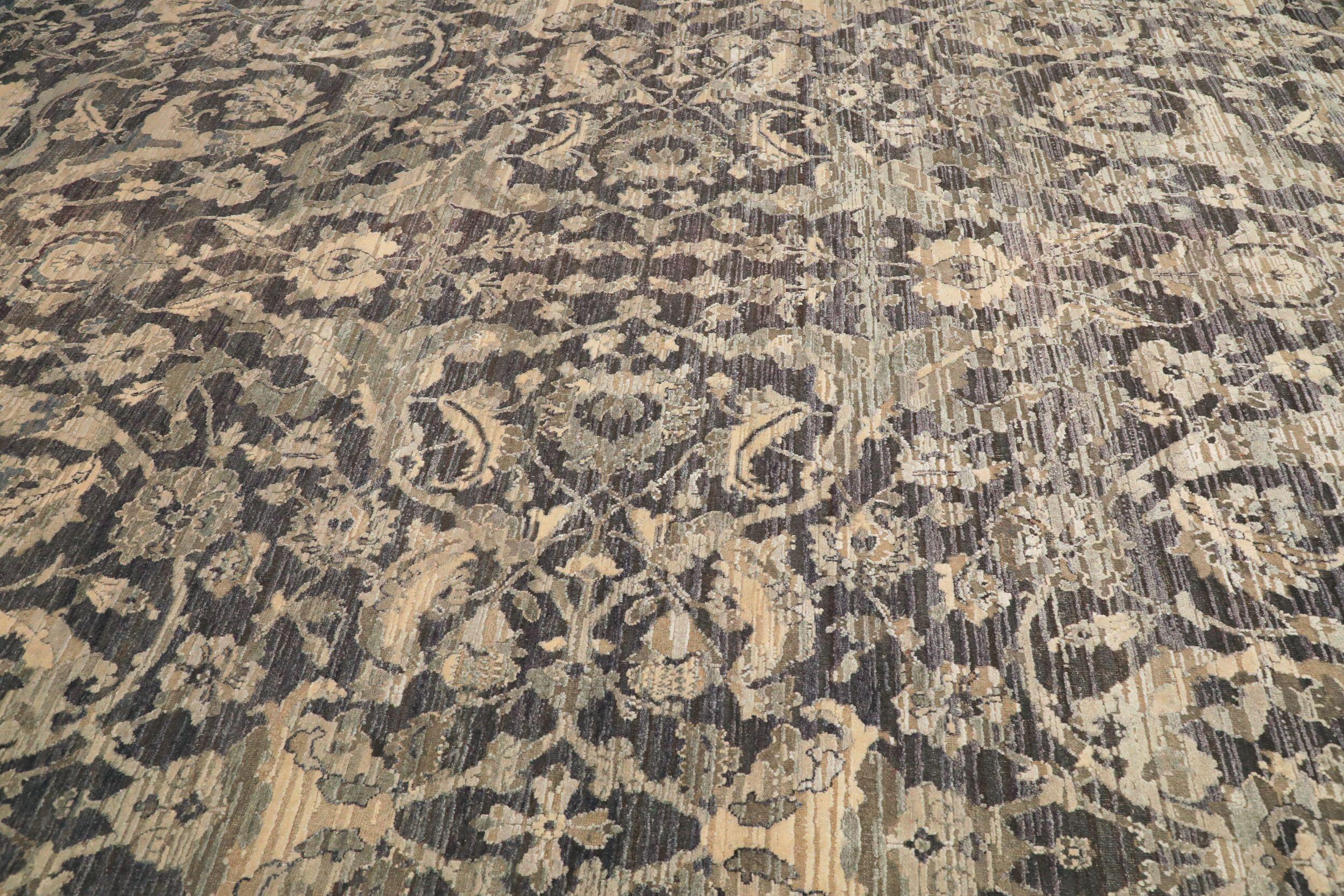 Indien Tabriz Bereich Teppiche - Wolle Brown Elfenbein Design - 94179 (Indisch) im Angebot