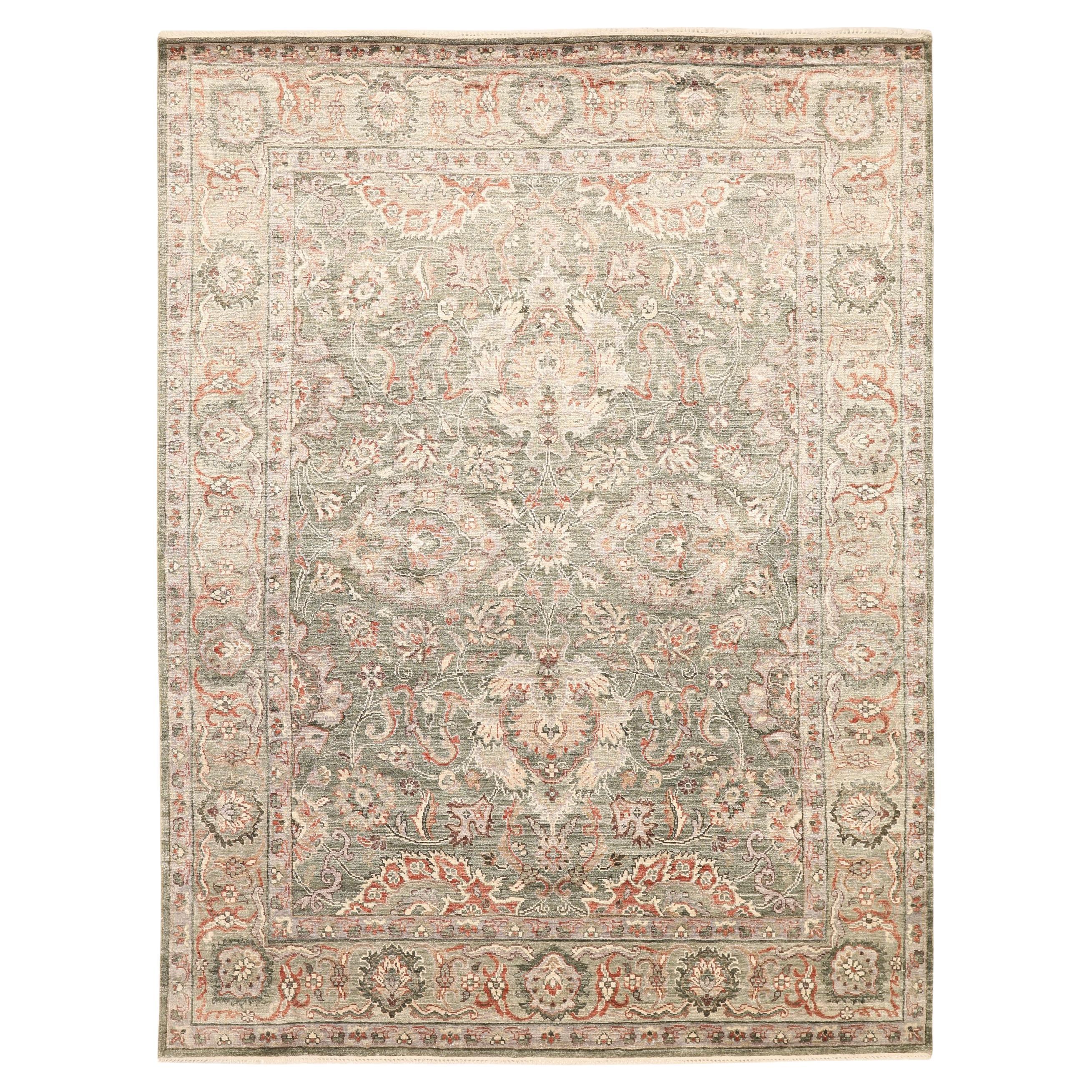 Tappeti India Tabriz - Lana Verde Avorio Rosso - 93833