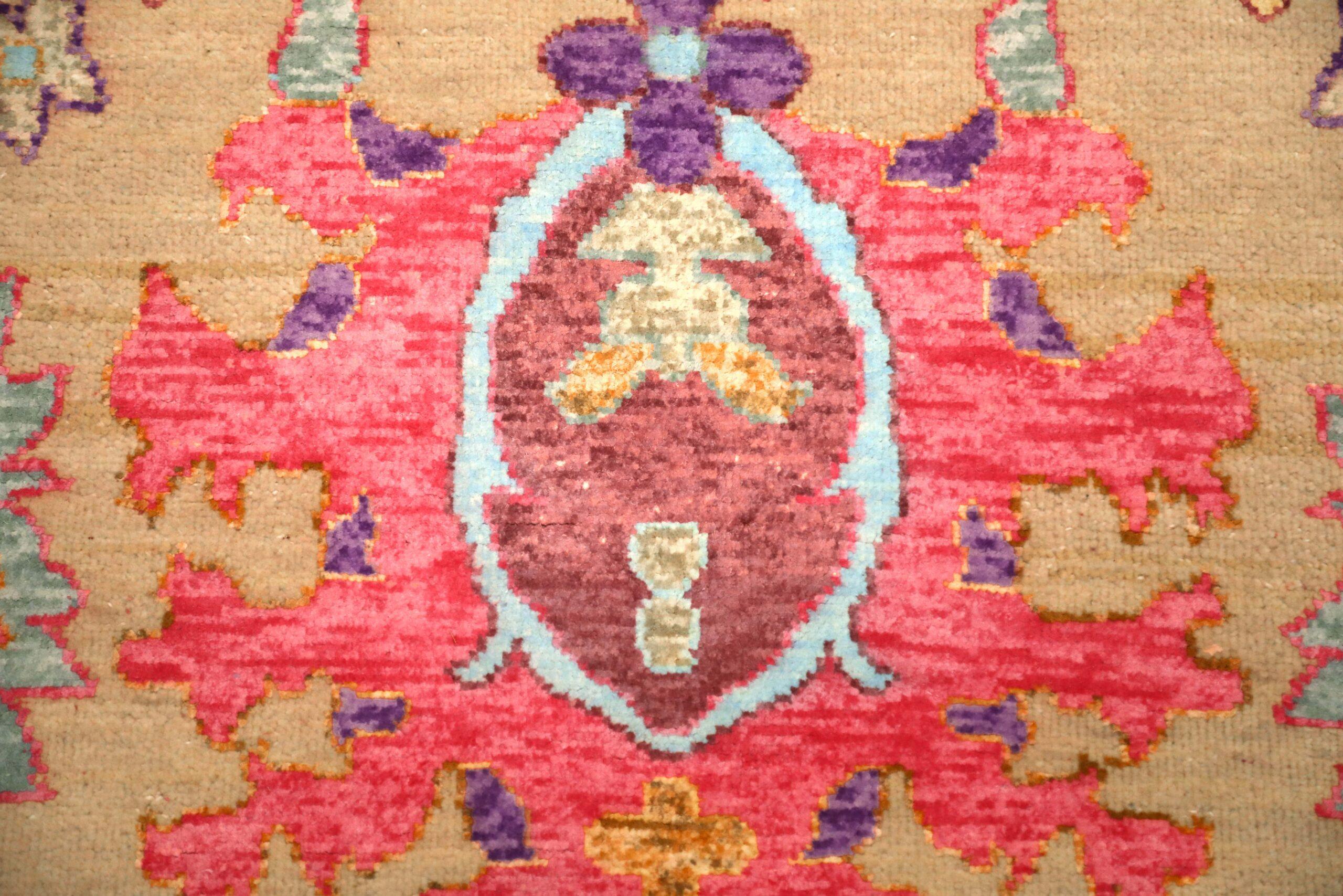 Tappeti India Tabriz - Lana Avorio Rosa Purpel Giallo - 93820 In condizioni ottime in vendita a Dallas, TX