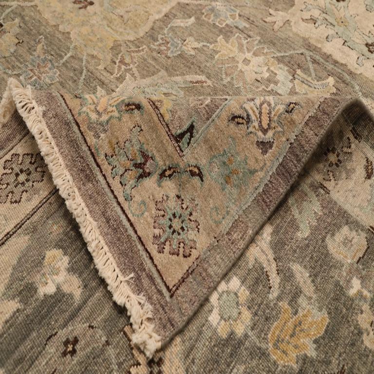 Indiano Tappeto India Tabriz Over Size - Lana Marrone Verde Avorio Giallo - 96256 in vendita