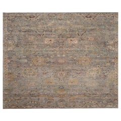 Tappeto India Tabriz Over Size - Lana Marrone Verde Avorio Giallo - 96256