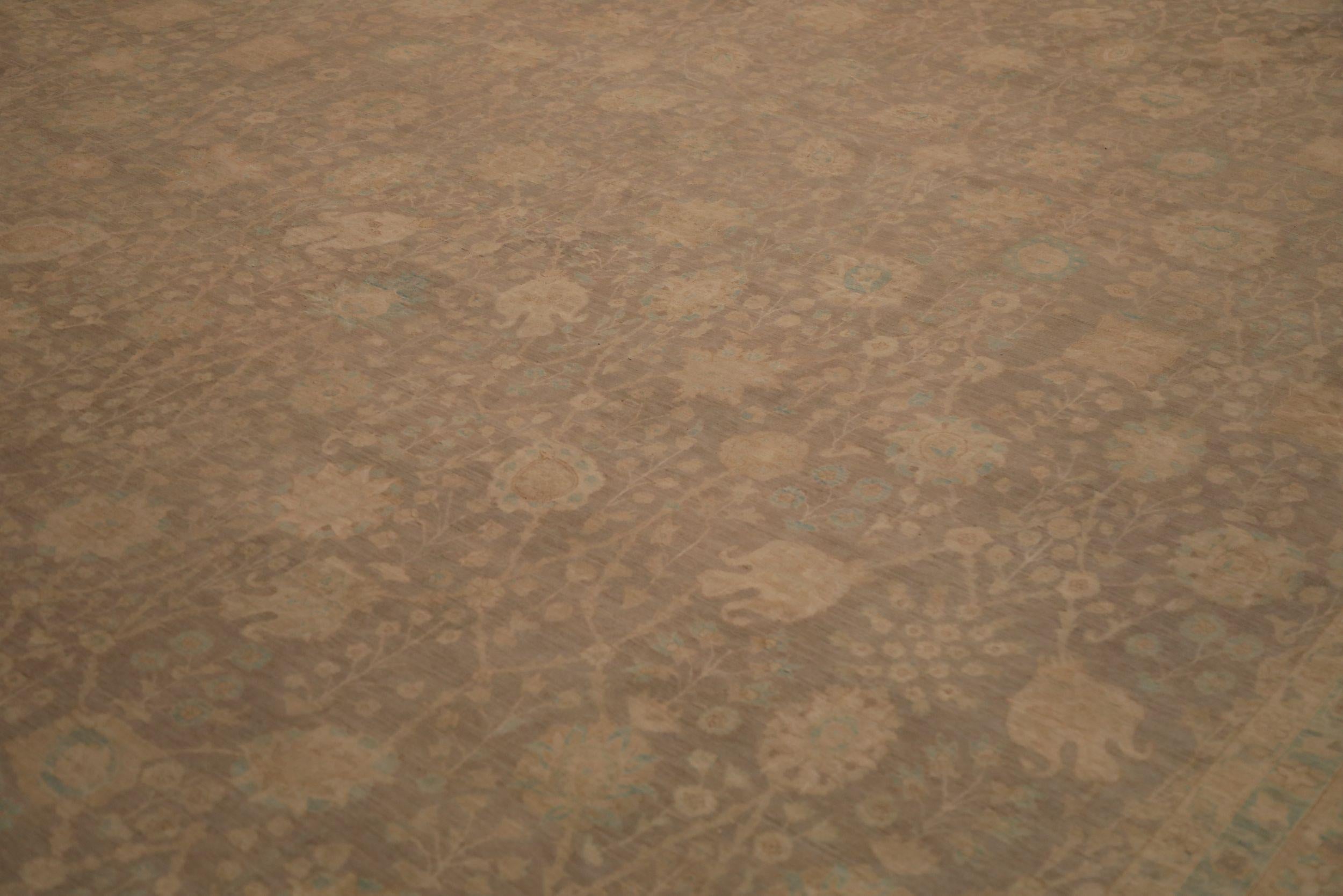 Moderno Tappeto India Tabriz Over Size - Lana Marrone Avorio Design - 93864 in vendita