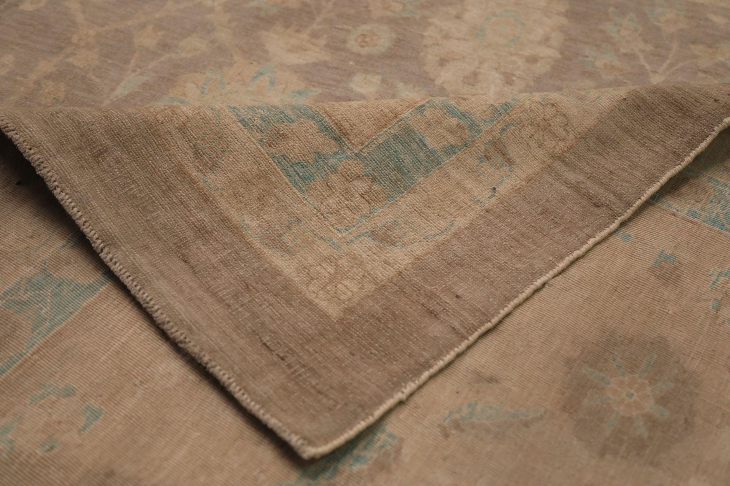 Indiano Tappeto India Tabriz Over Size - Lana Marrone Avorio Design - 93864 in vendita
