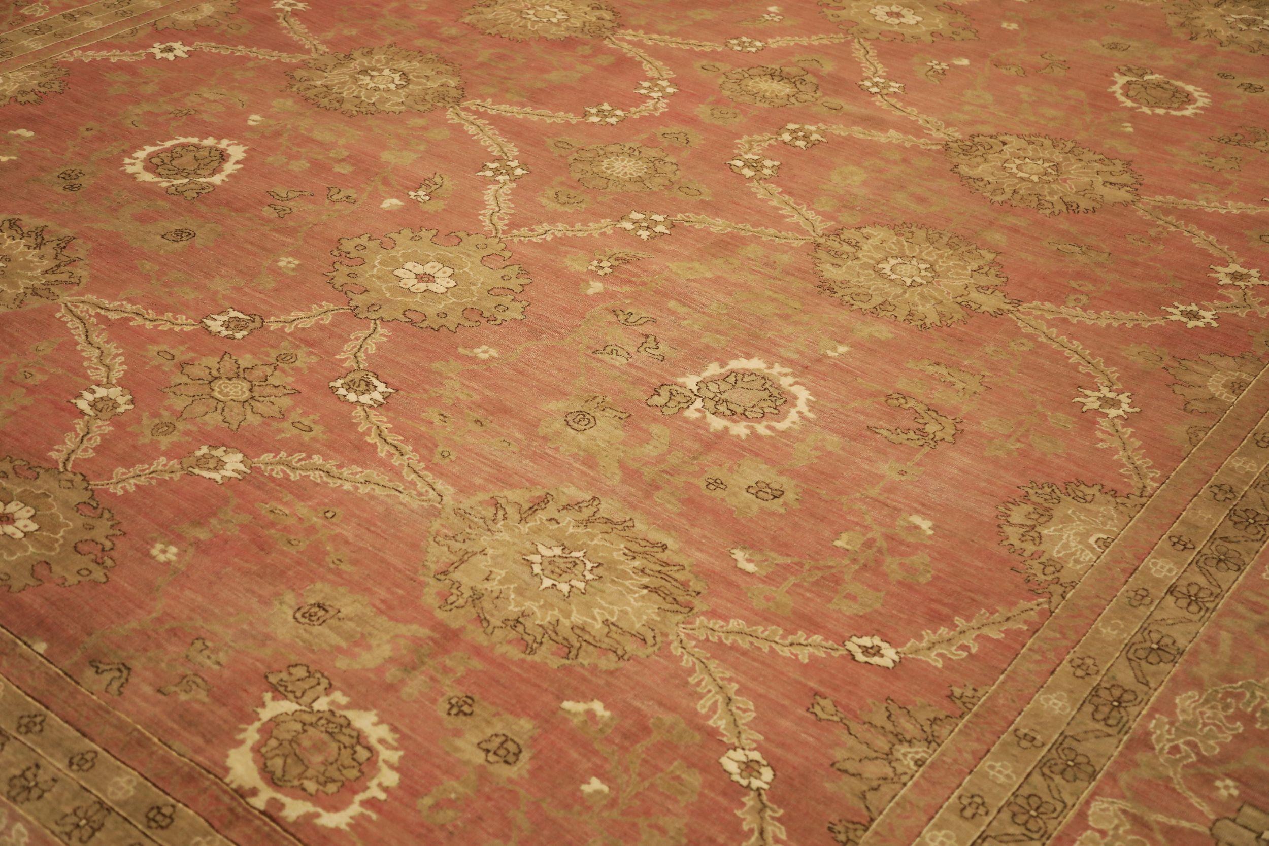 Indien Tabriz Over Size Teppich - Wolle Braun Rosa Rot Design - 93865 (Moderne) im Angebot