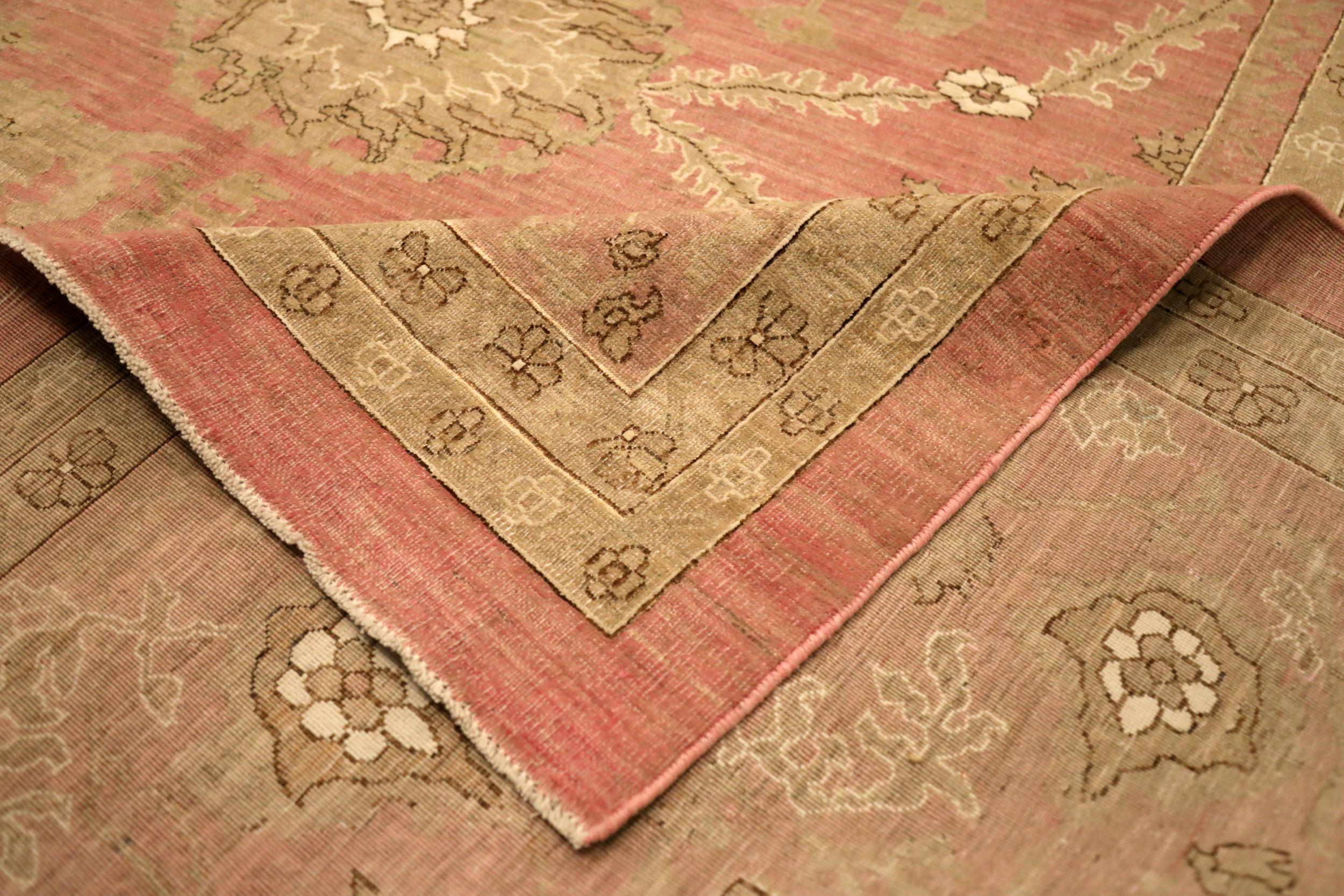 Indien Tabriz Over Size Teppich - Wolle Braun Rosa Rot Design - 93865 (Indisch) im Angebot