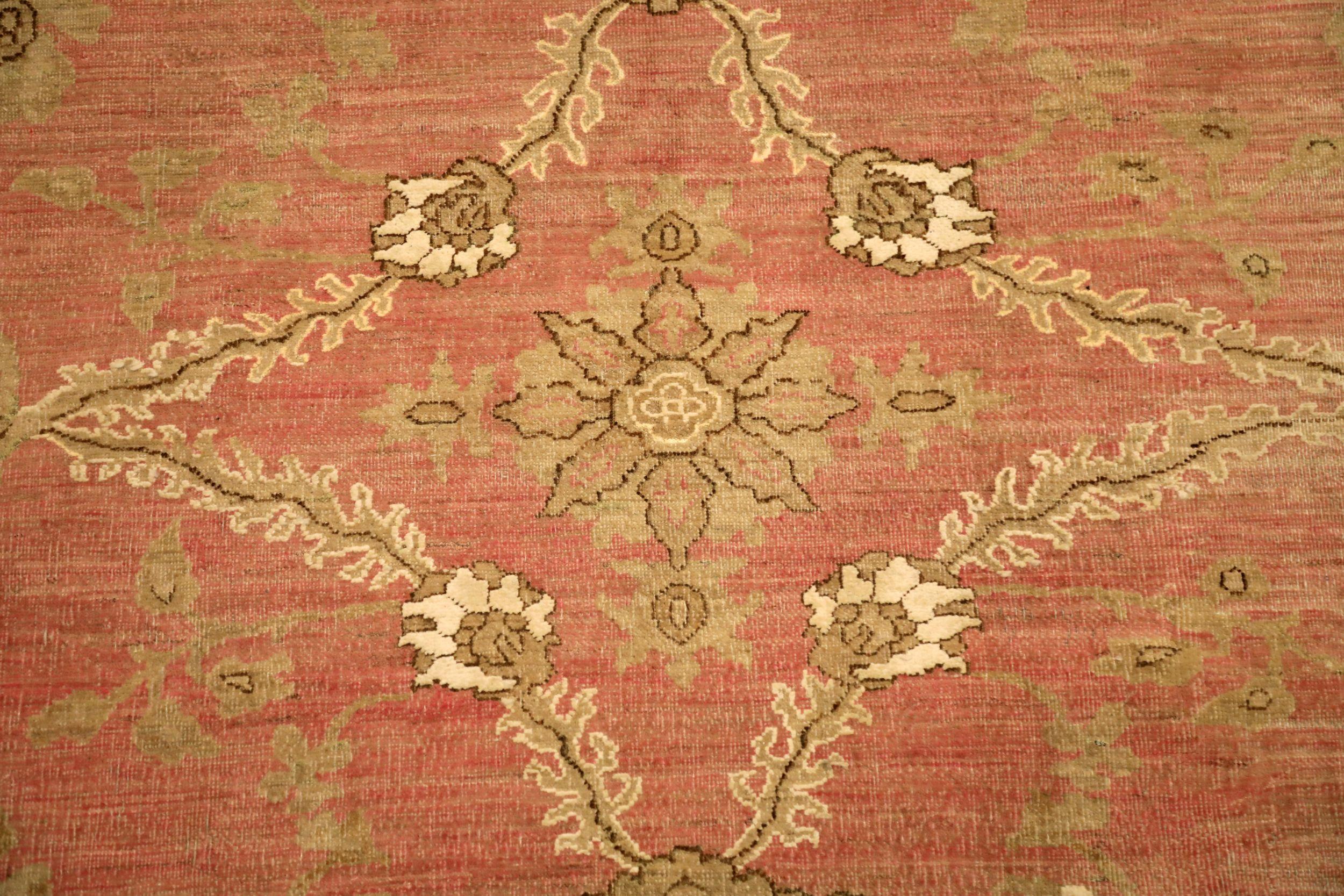 Indien Tabriz Over Size Teppich - Wolle Braun Rosa Rot Design - 93865 im Zustand „Hervorragend“ im Angebot in Dallas, TX