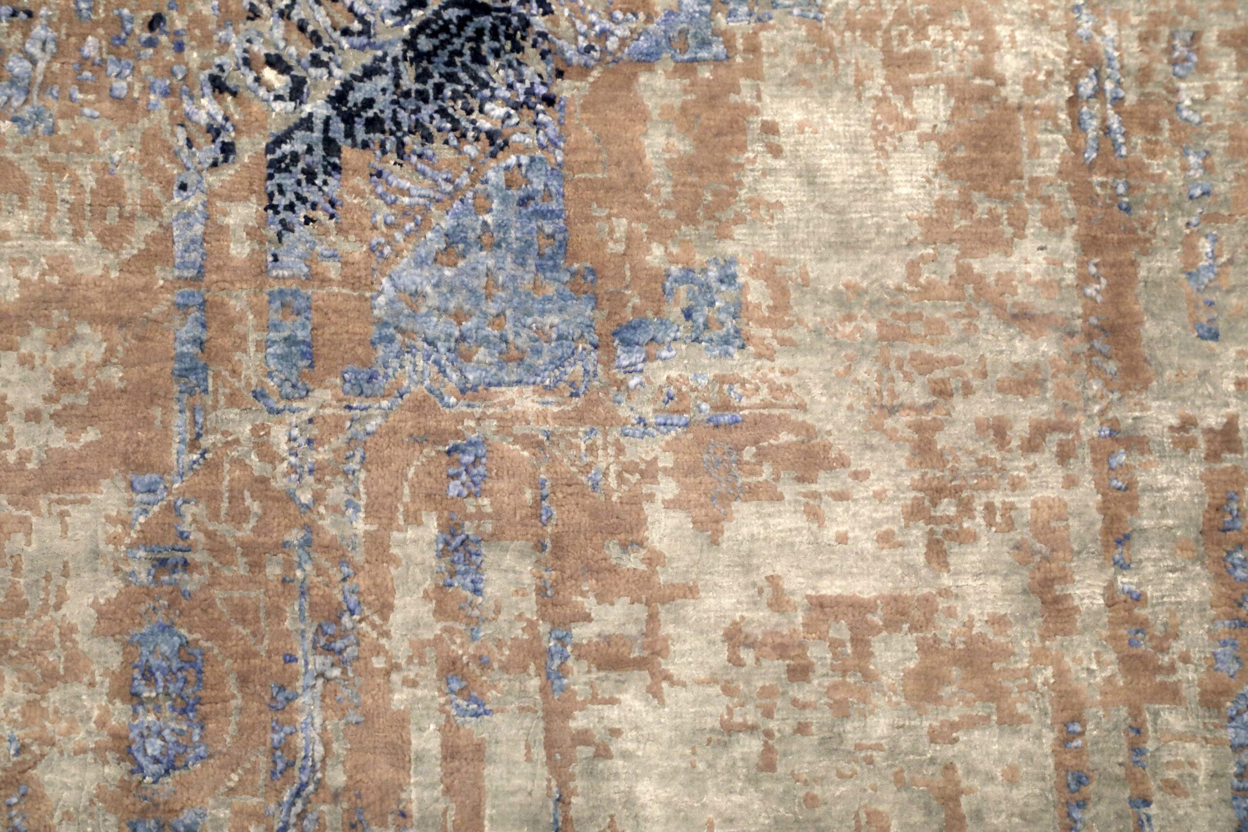 Tappeti India Transitional Area Rugs - Lana e seta blu grigio/argento - 96613 In condizioni ottime in vendita a Dallas, TX
