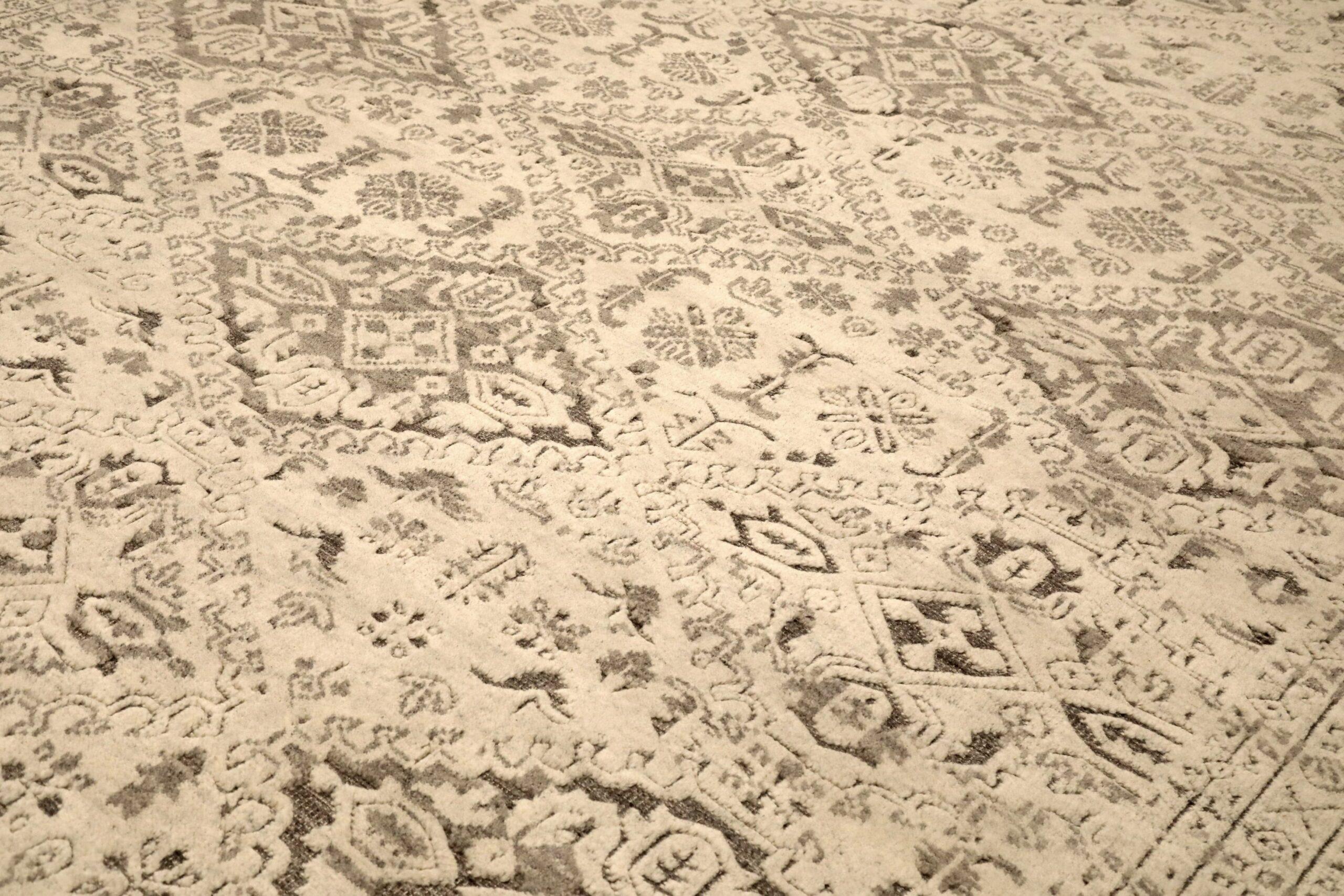 Moderno Tappeti India Transitional Area Rugs - Lana Marrone Avorio Design - 96574 in vendita