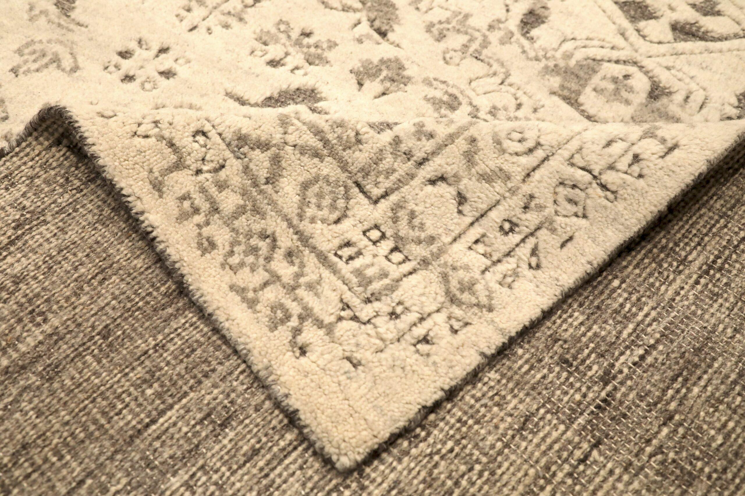 Indiano Tappeti India Transitional Area Rugs - Lana Marrone Avorio Design - 96574 in vendita
