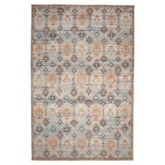 Tappeto India Transitional Over Size - Lana Blu Grigio Arancione - 96569