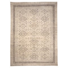 Tapis transitionnel indien - Design en laine ivoire - 96575