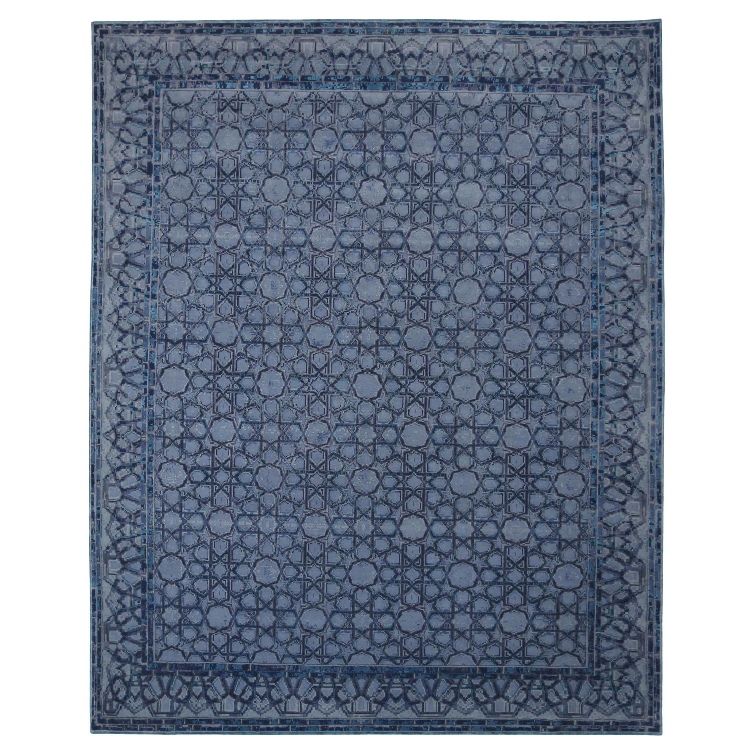 India Vitadvice Over Size Rug Circa 1990 - Wool Blue Navy Blue Design - 91786