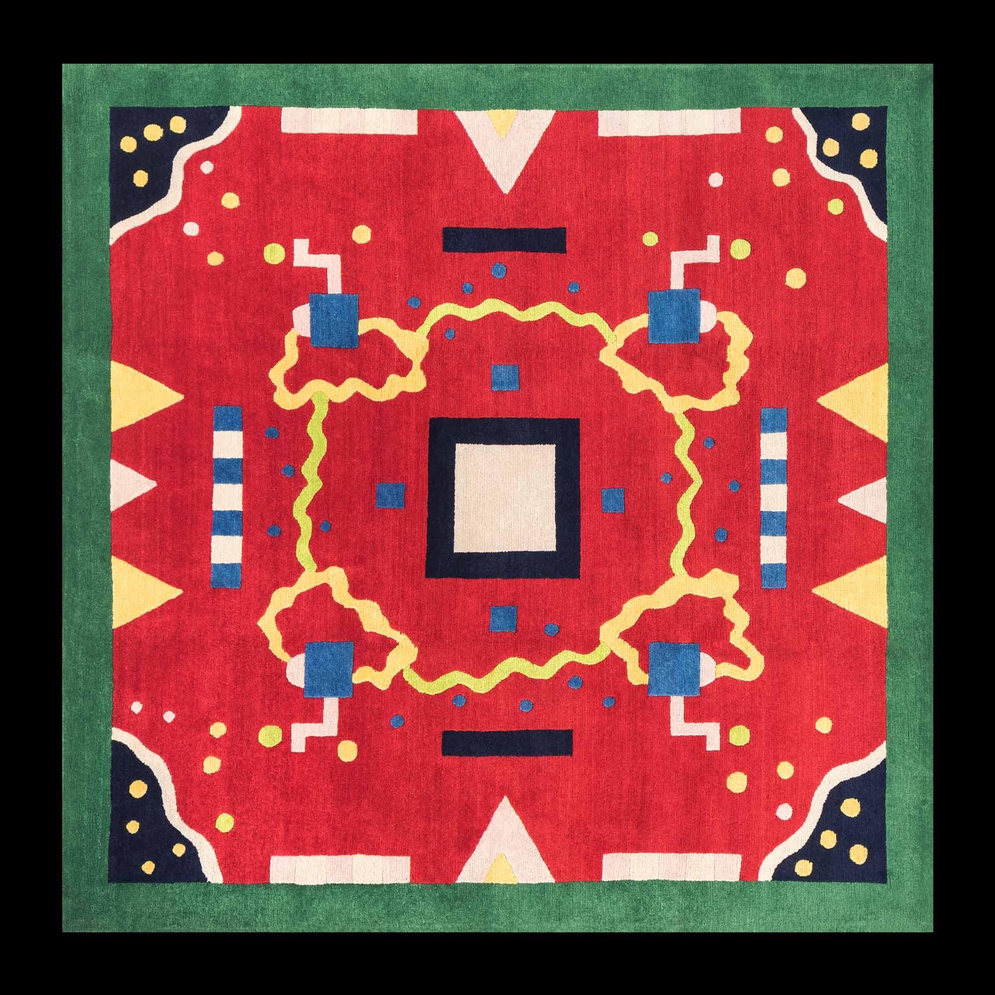 Hand-Crafted INDIA Woollen Carpet by George J. Sowden for Post Design Collection/Memphis For Sale