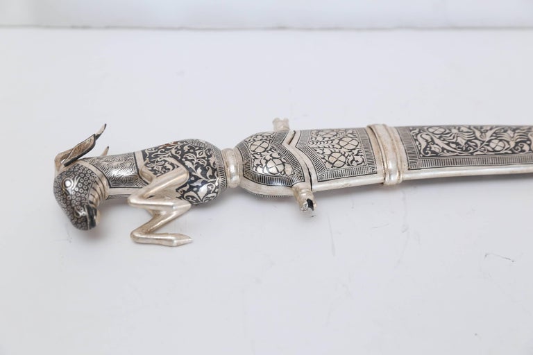 Indian 1920s Special Steel Water Tempered Inlay Silver Work Mughal ...