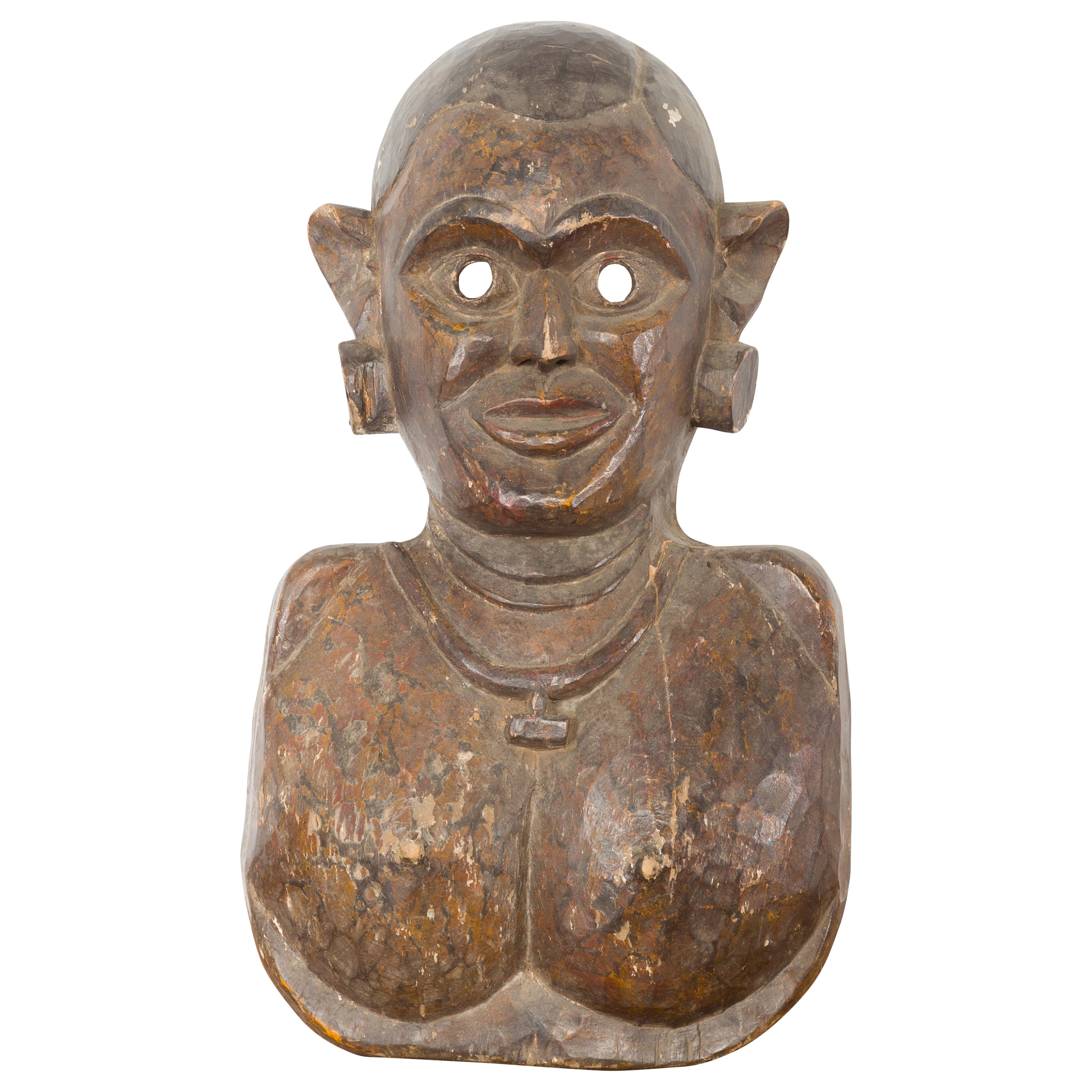 Masque de cérémonie indien en bois du 19e siècle
