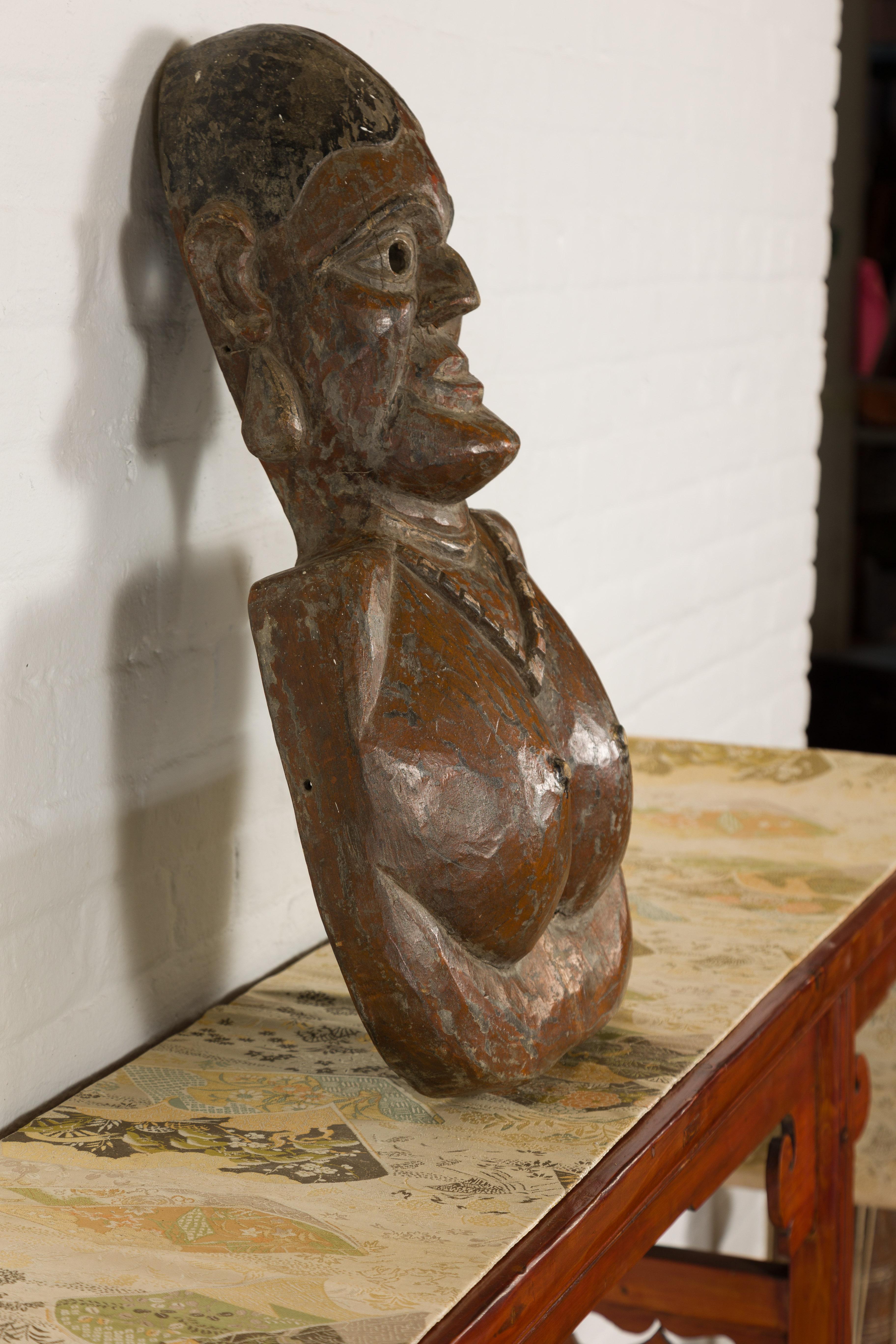 Masque de buste de cérémonie en bois du 19ème siècle en vente 2