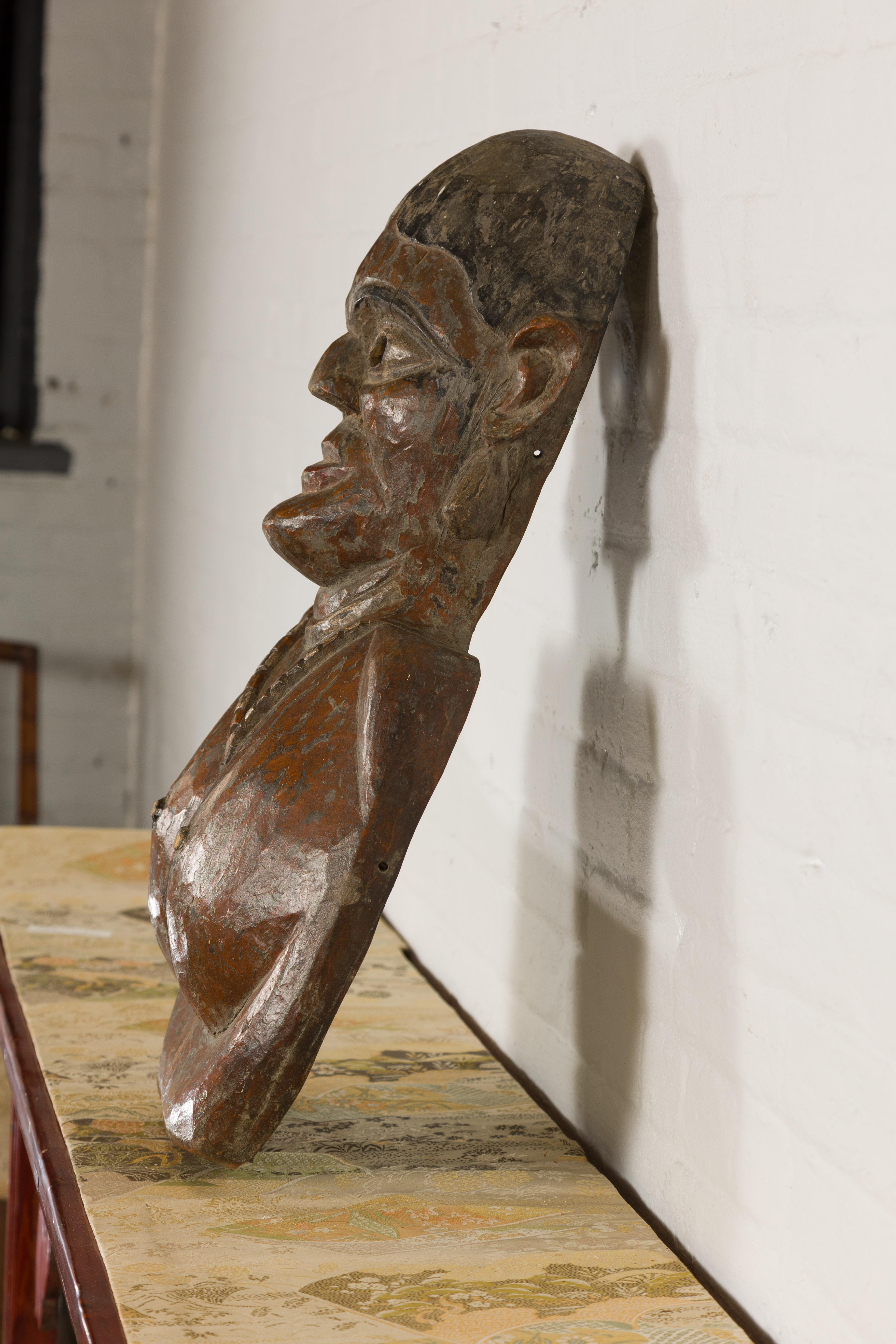 Masque de buste de cérémonie en bois du 19ème siècle en vente 3