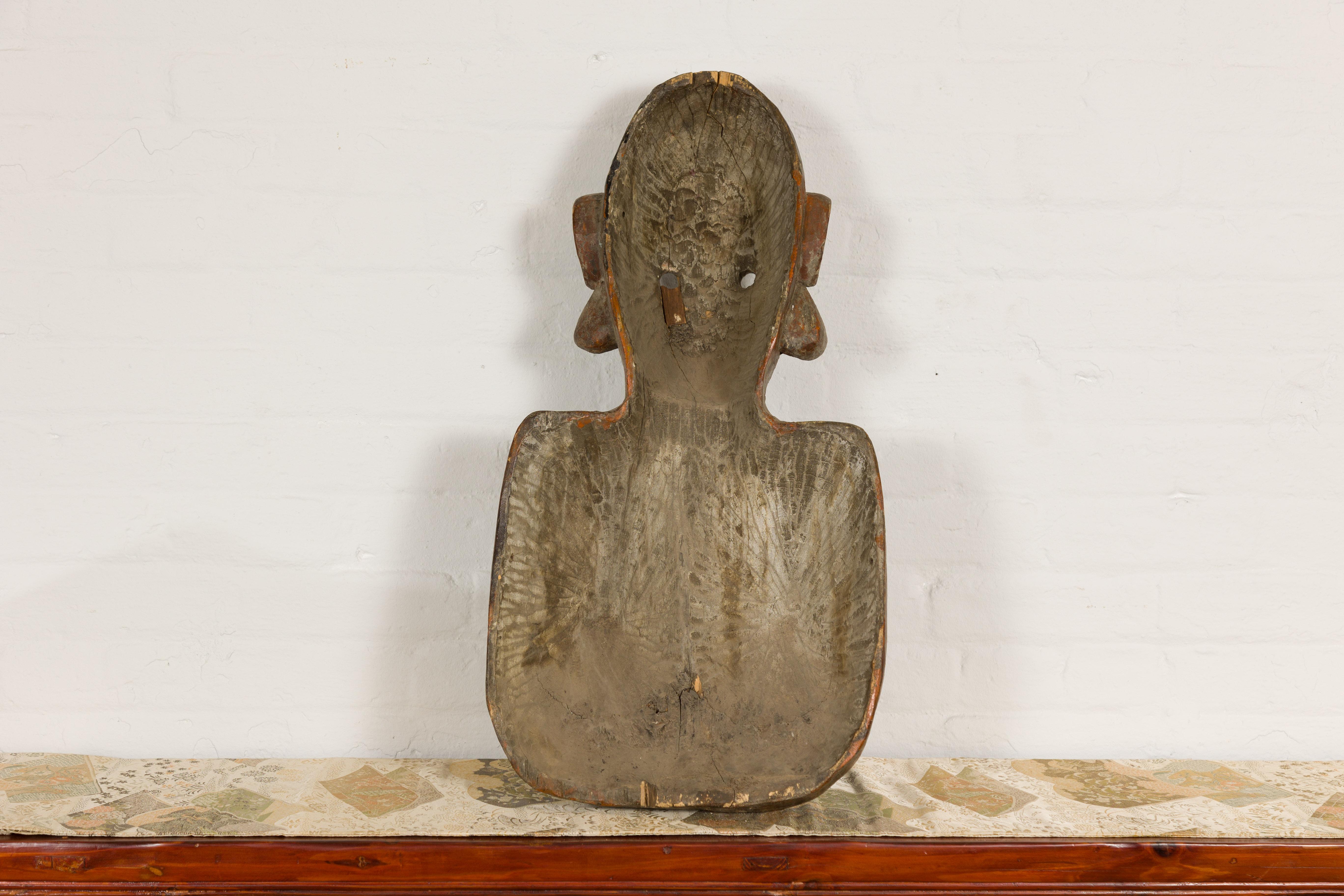 Masque de buste de cérémonie en bois du 19ème siècle en vente 4