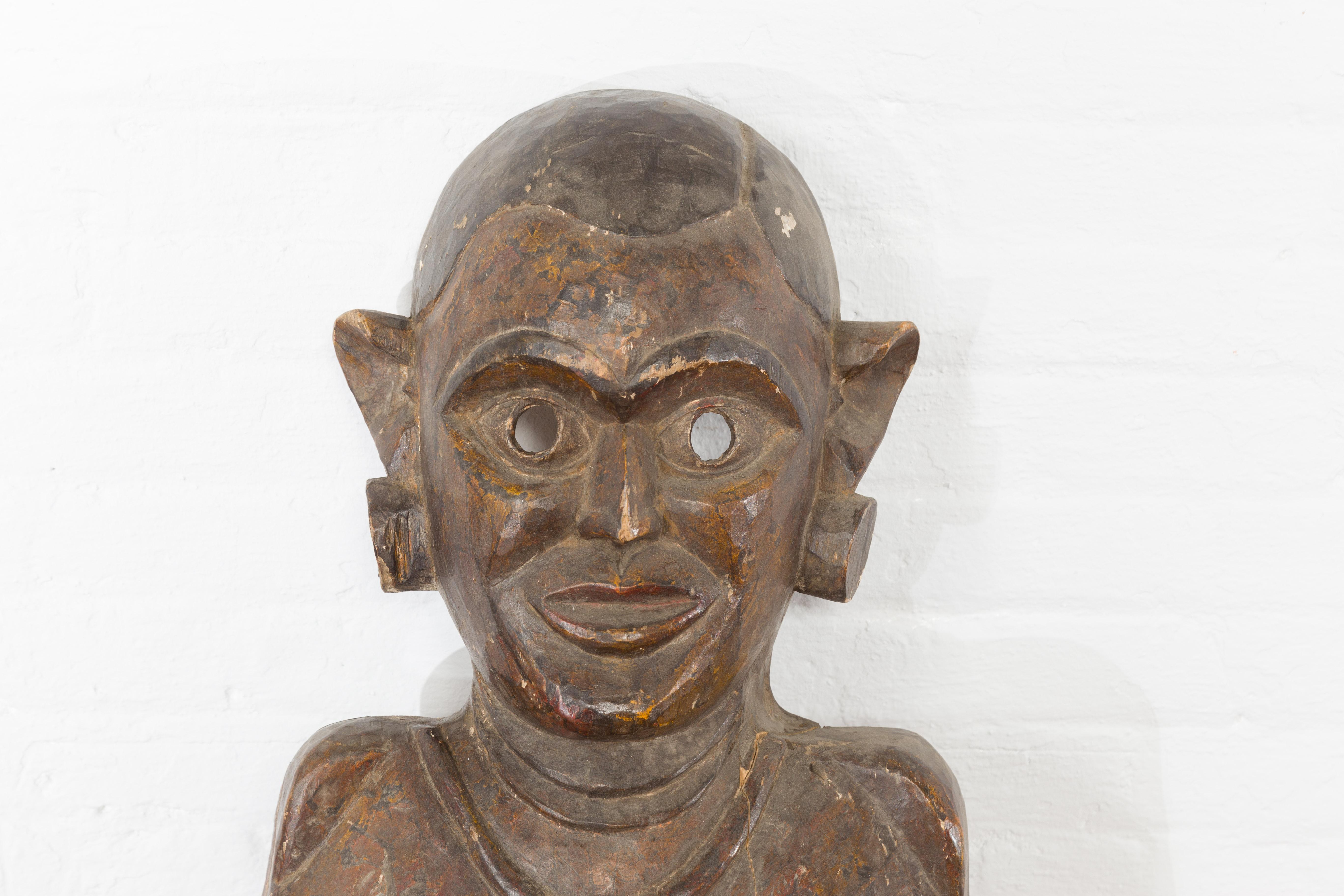 Hand-Carved Indian 19th Century Ceremonial Wooden Mask For Sale