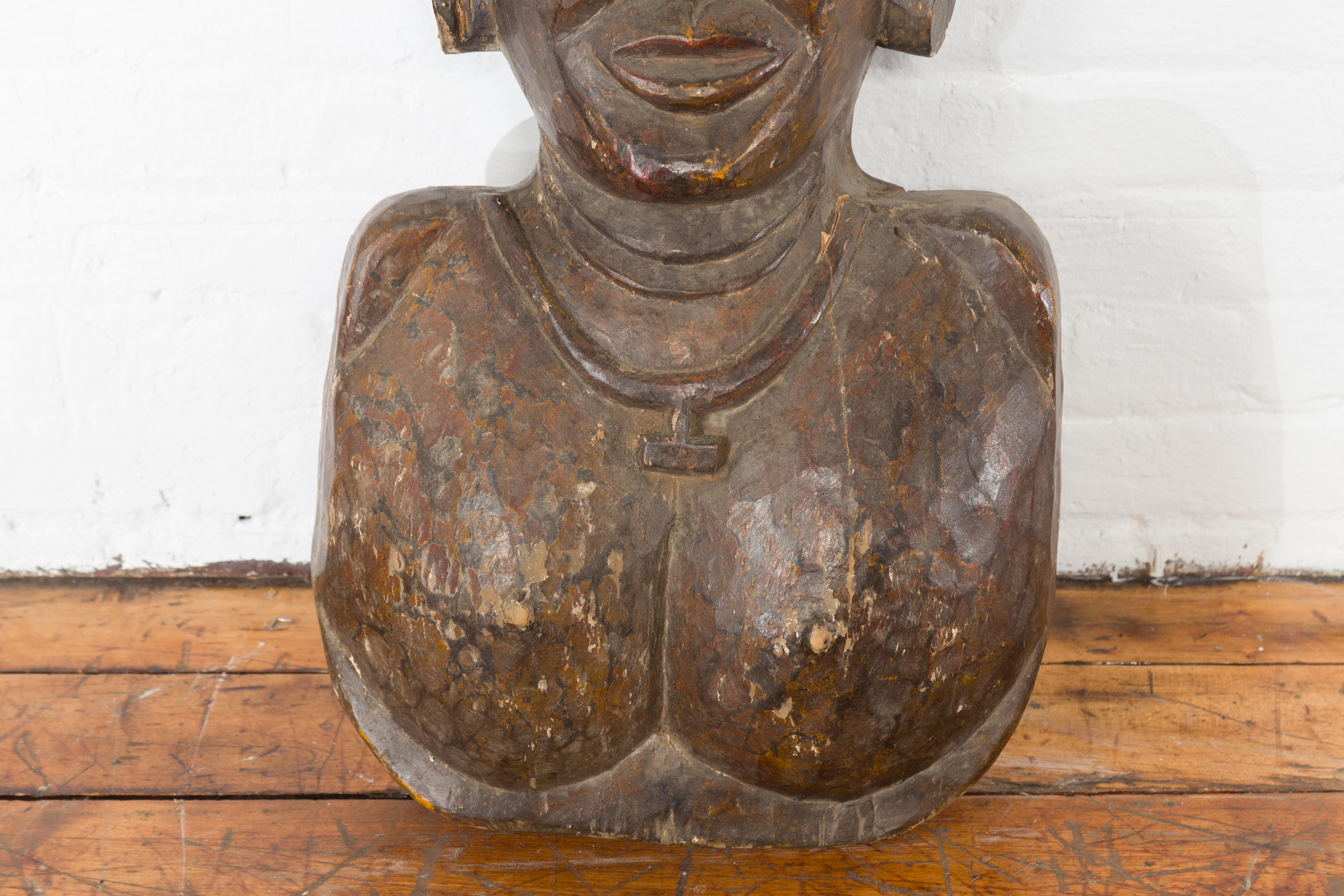 Indian 19th Century Ceremonial Wooden Mask In Good Condition For Sale In Yonkers, NY