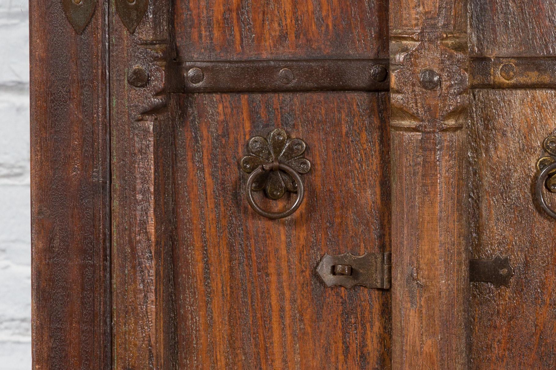 Indian 19th Century Gujarat Armoire with Iron Braces and Carved Half Columns For Sale 9