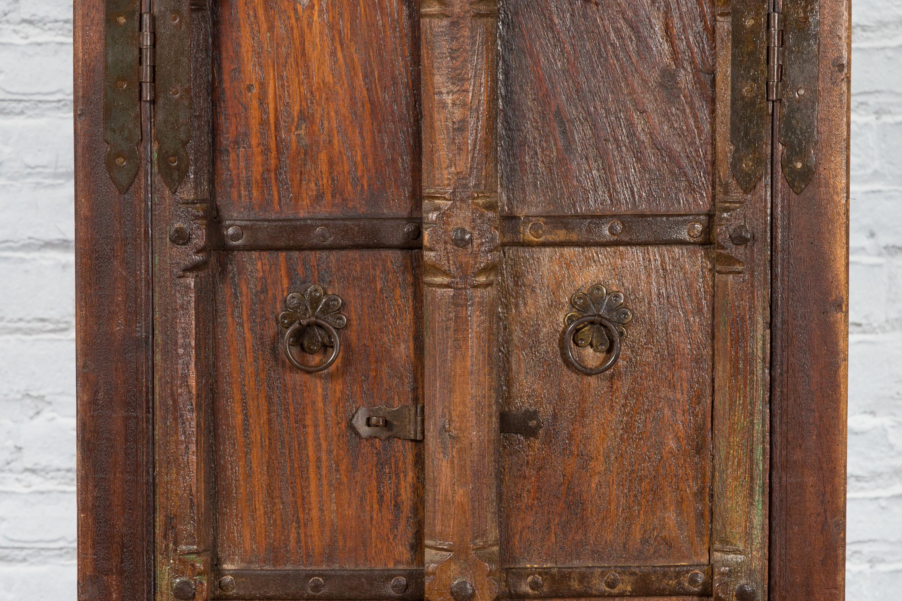 Indian 19th Century Gujarat Armoire with Iron Braces and Carved Half Columns For Sale 10