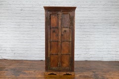 Indian 19th Century Gujarat Armoire with Iron Braces and Carved Half Columns