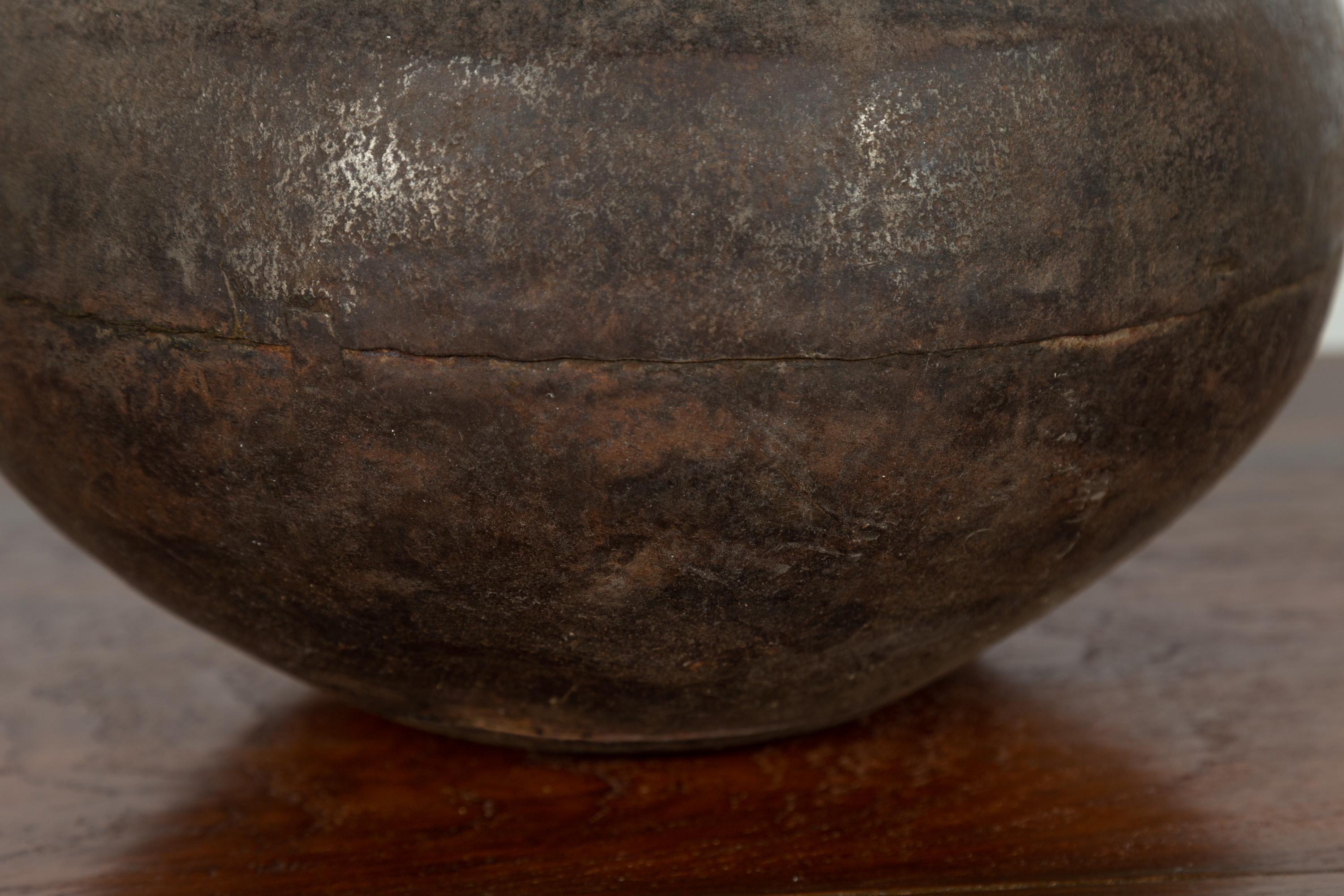 Indian 19th Century Metal Water Jar with Generous Belly and Protruding Lip 3