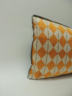 Indian 19th Century “Phulkari” Artisanal Decorative Bolster Pillow