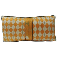 Antique Indian 19th Century “Phulkari” Artisanal Decorative Bolster Pillow