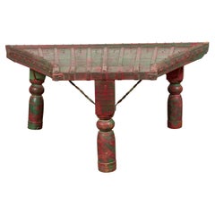 Triangular Green & Red Cart Converted into Coffee Table