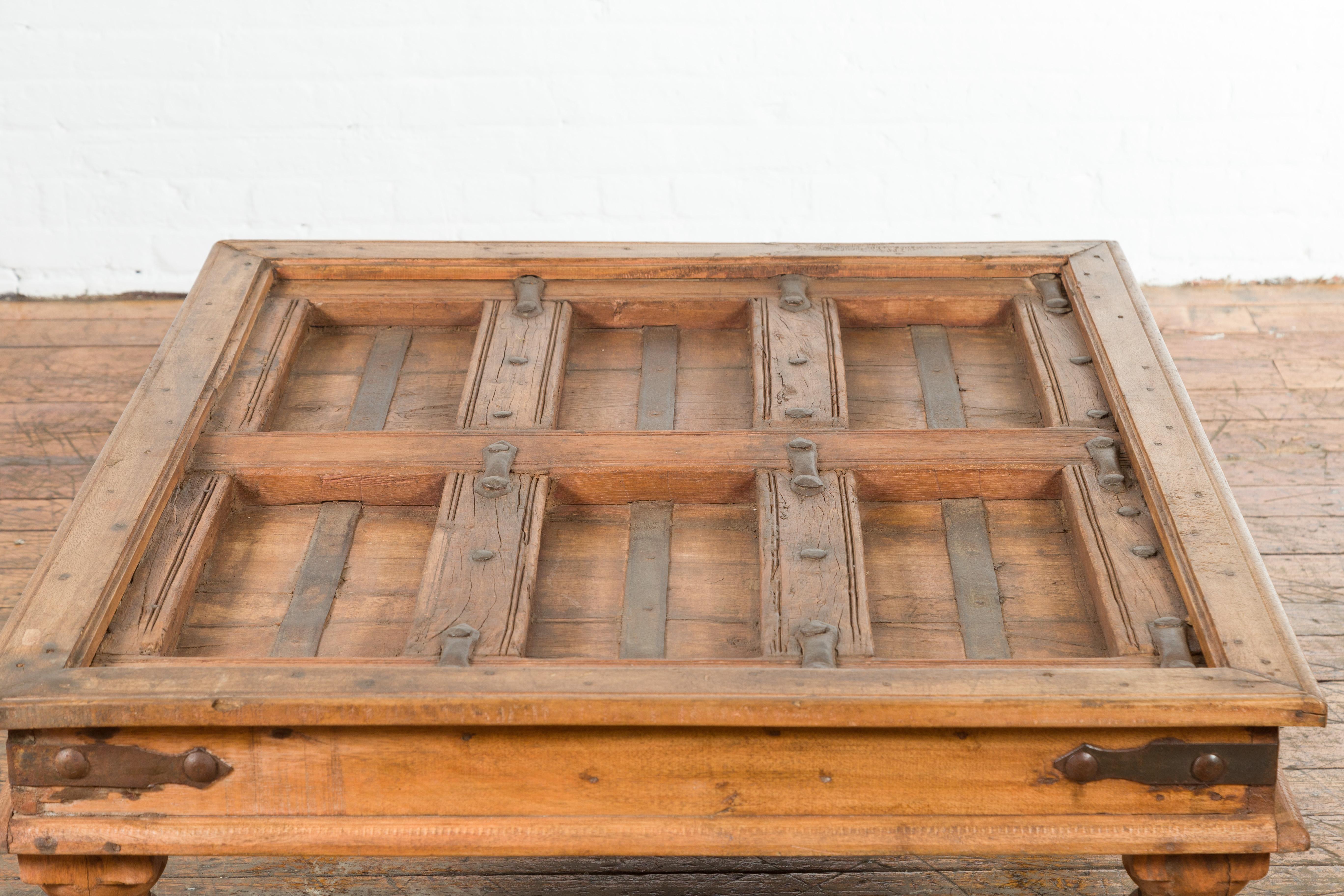 Indian 19th Century Sheesham Wood Courtyard Door Redesigned as a Coffee Table For Sale 6