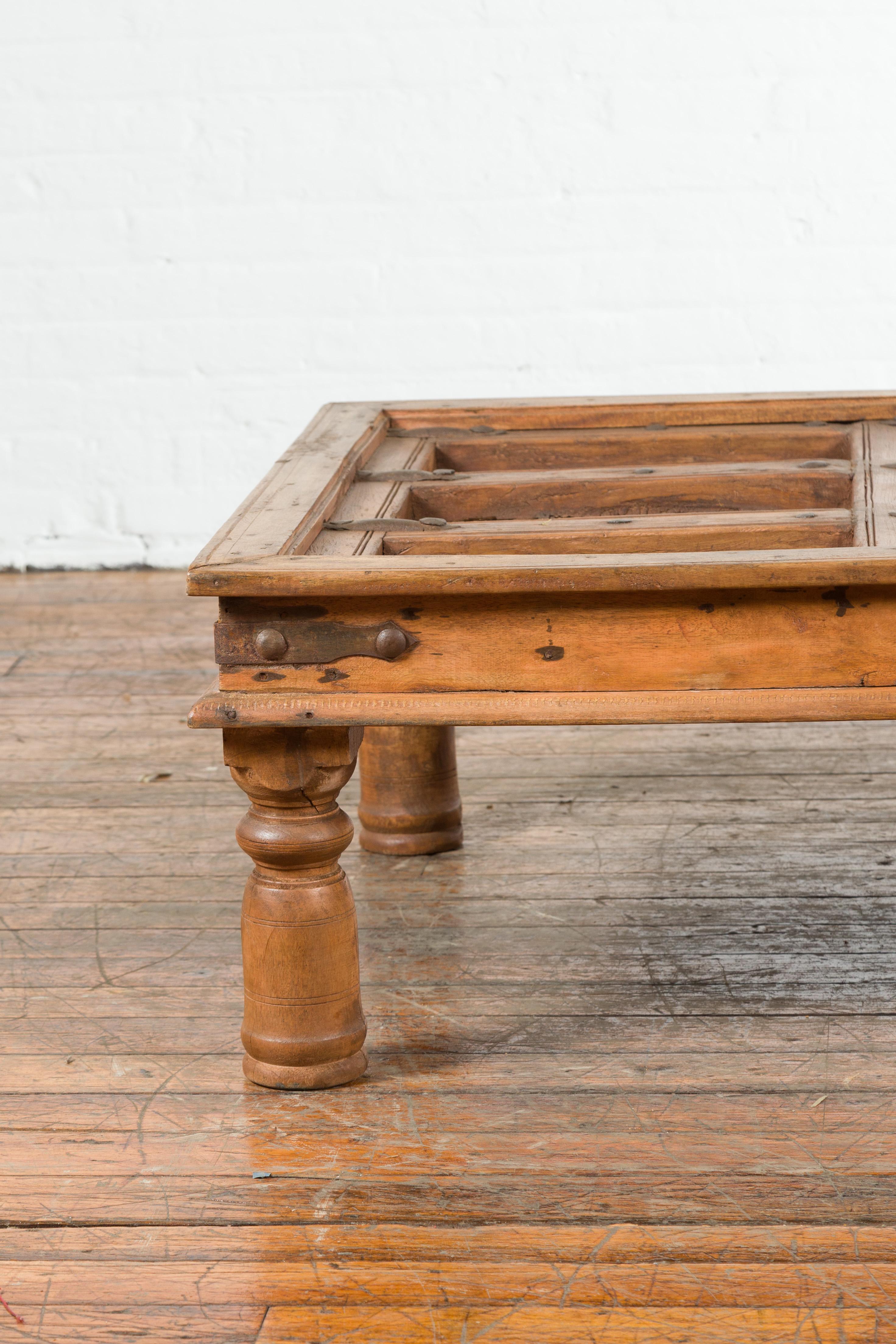 Indian 19th Century Sheesham Wood Courtyard Door Redesigned as a Coffee Table For Sale 1