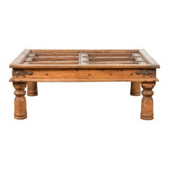 Indian 19th Century Sheesham Wood Courtyard Door Redesigned as a Coffee Table