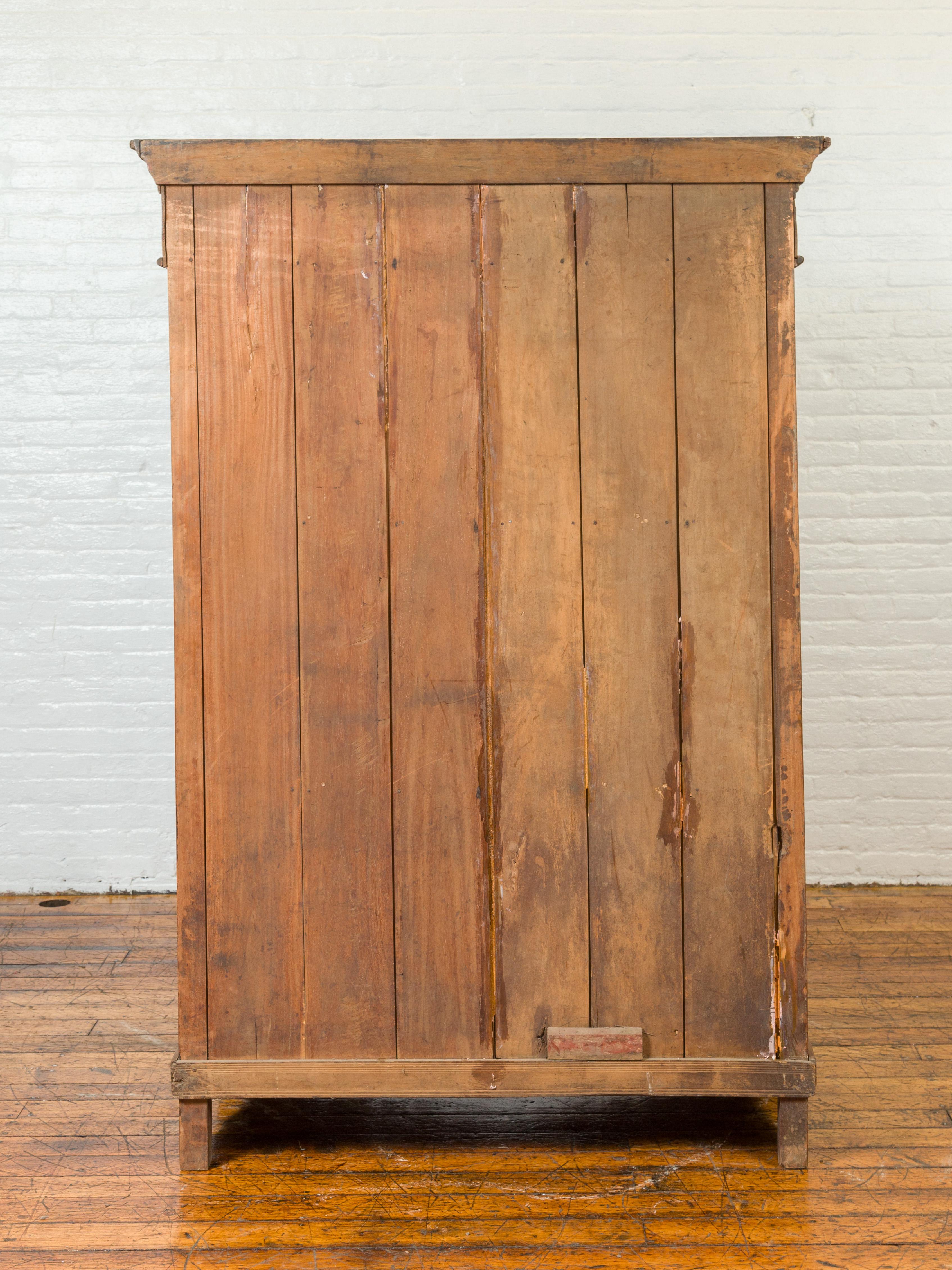 Indian 19th Century Tall Cabinet with Carved Scrolling Foliage and Beaded Motifs For Sale 9