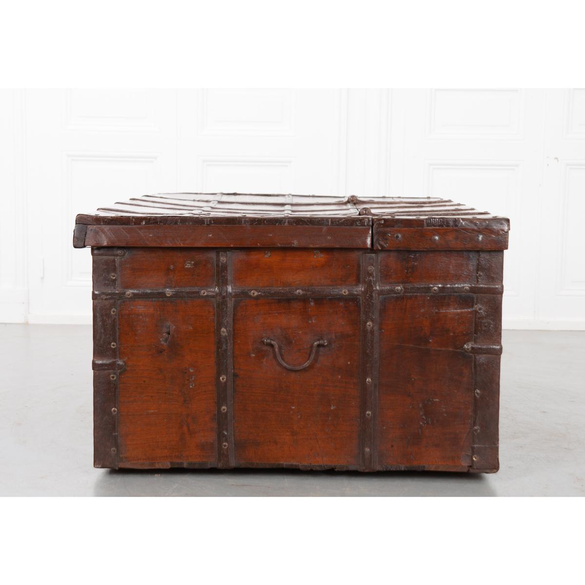 Indian 19th Century Teak and Iron-Bound Trunk For Sale 8