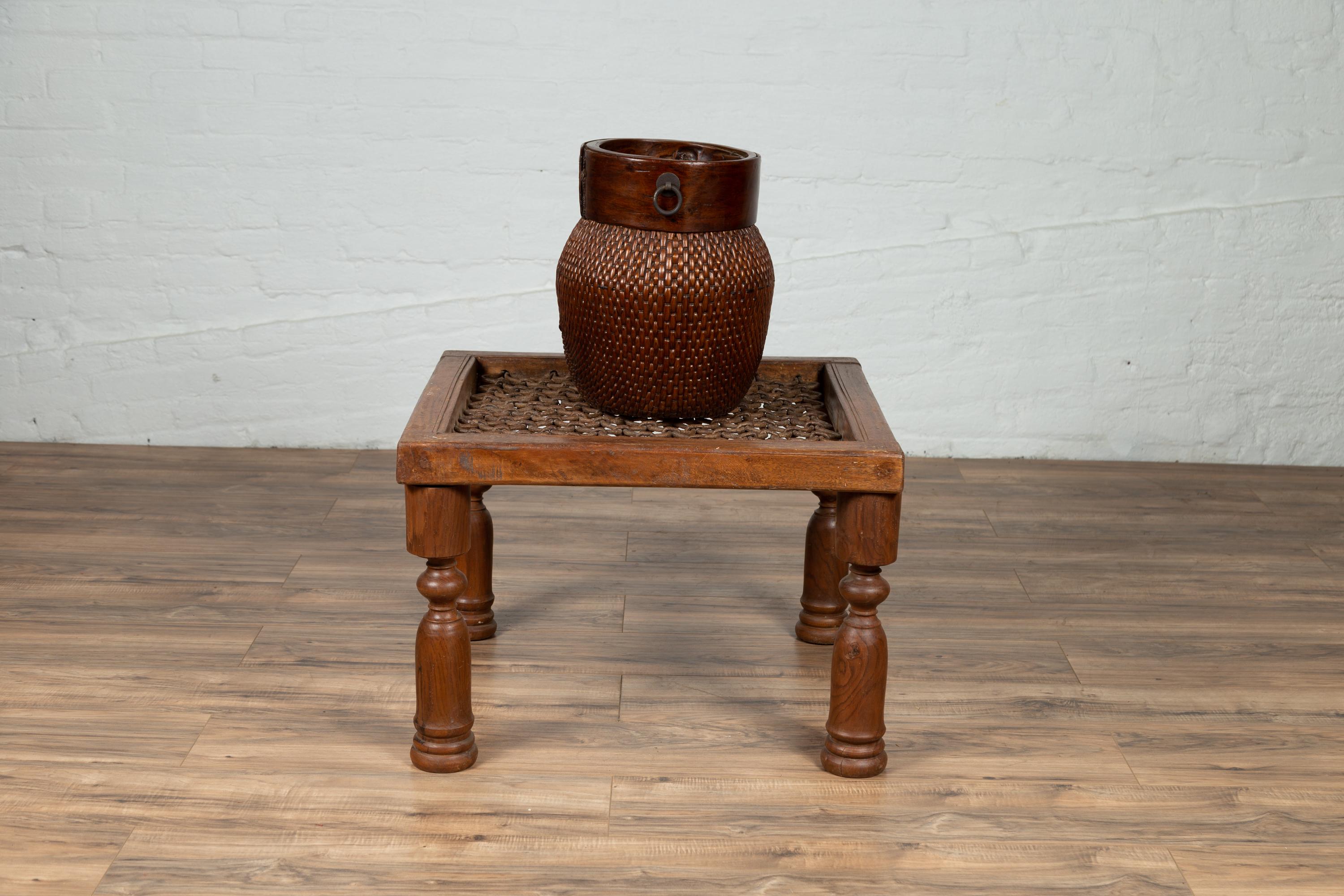 Indian 19th Century Window Gate with Metal Accents Made into a Side Table 3