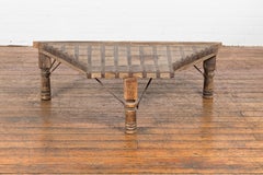 Indian 19th Century Wood Bullock Cart Made into a Coffee Table with Iron Details