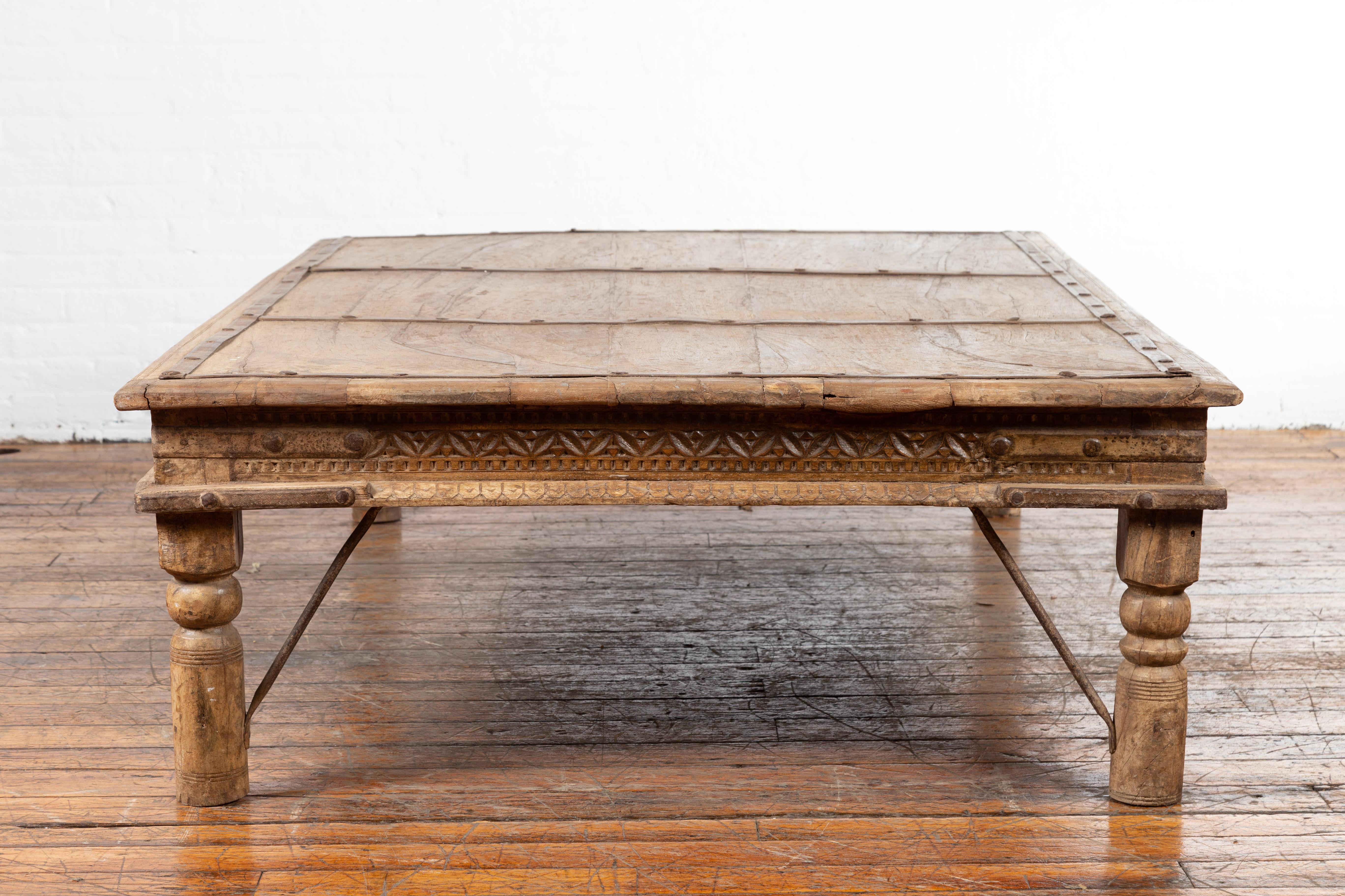 Indian 19th Century Wooden and Iron Courtyard Door Made into a Coffee Table 6