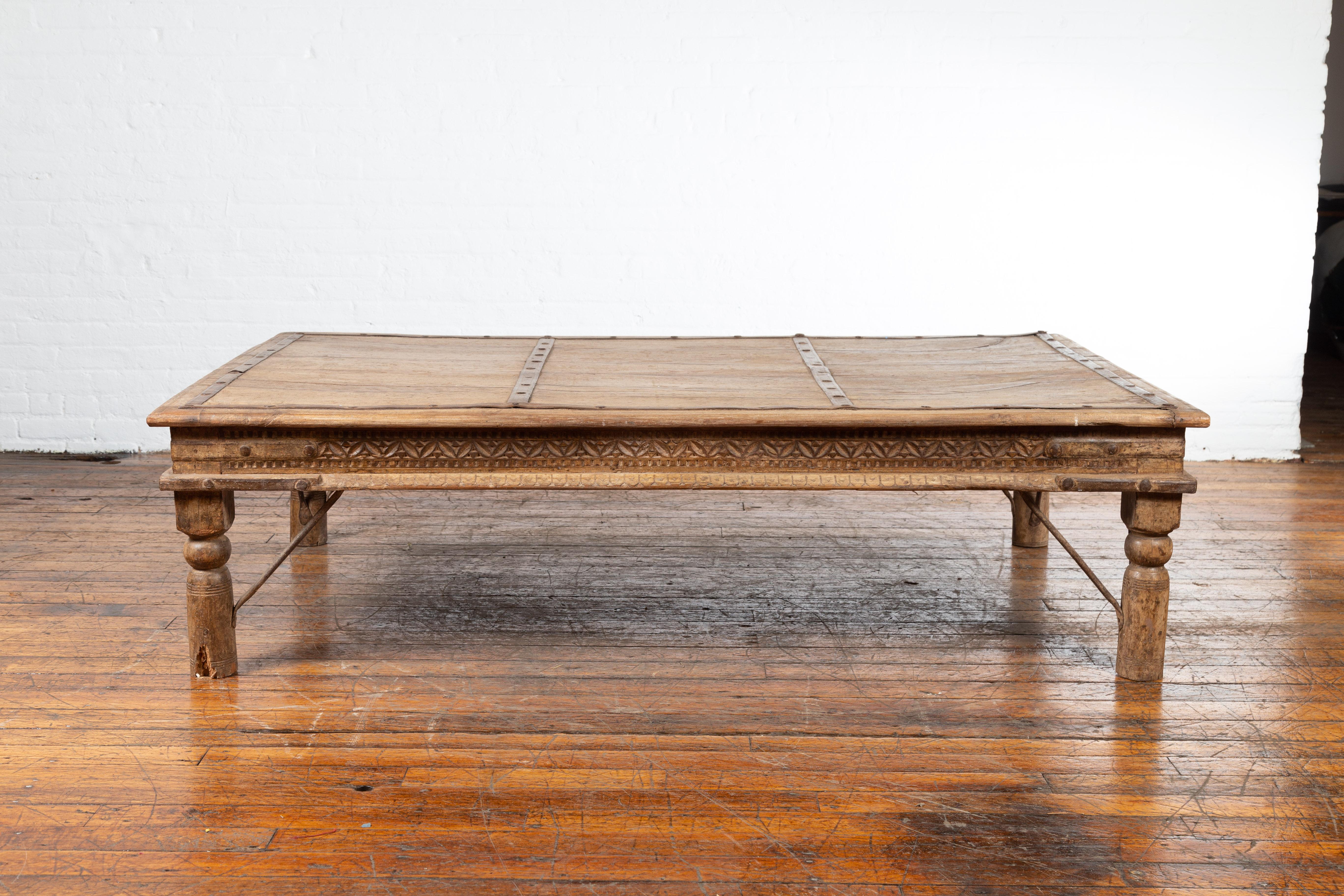Indian 19th Century Wooden and Iron Courtyard Door Made into a Coffee Table 8